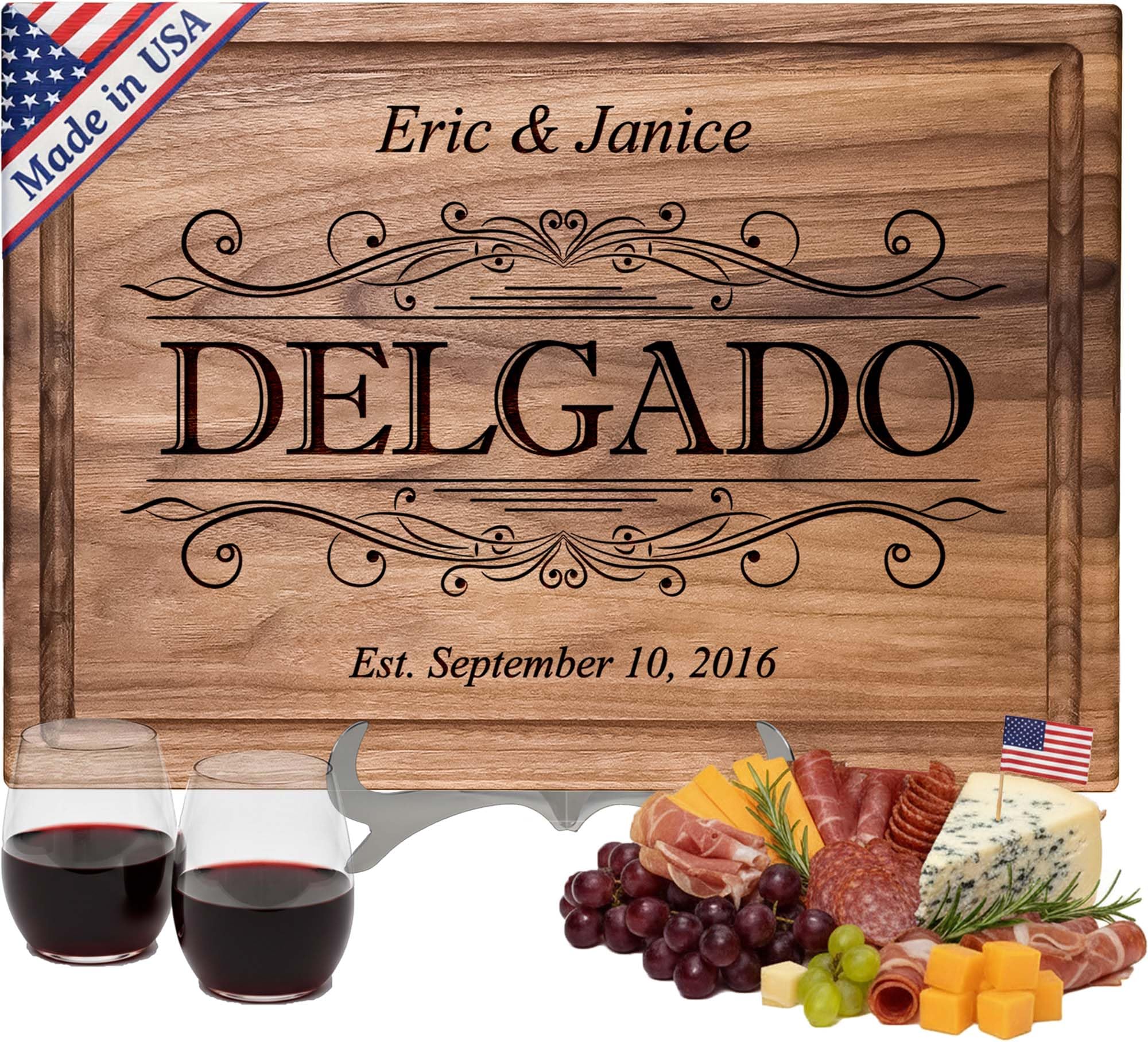 Straga Personalized Engraved Cutting Board (Walnut or Mahogany)