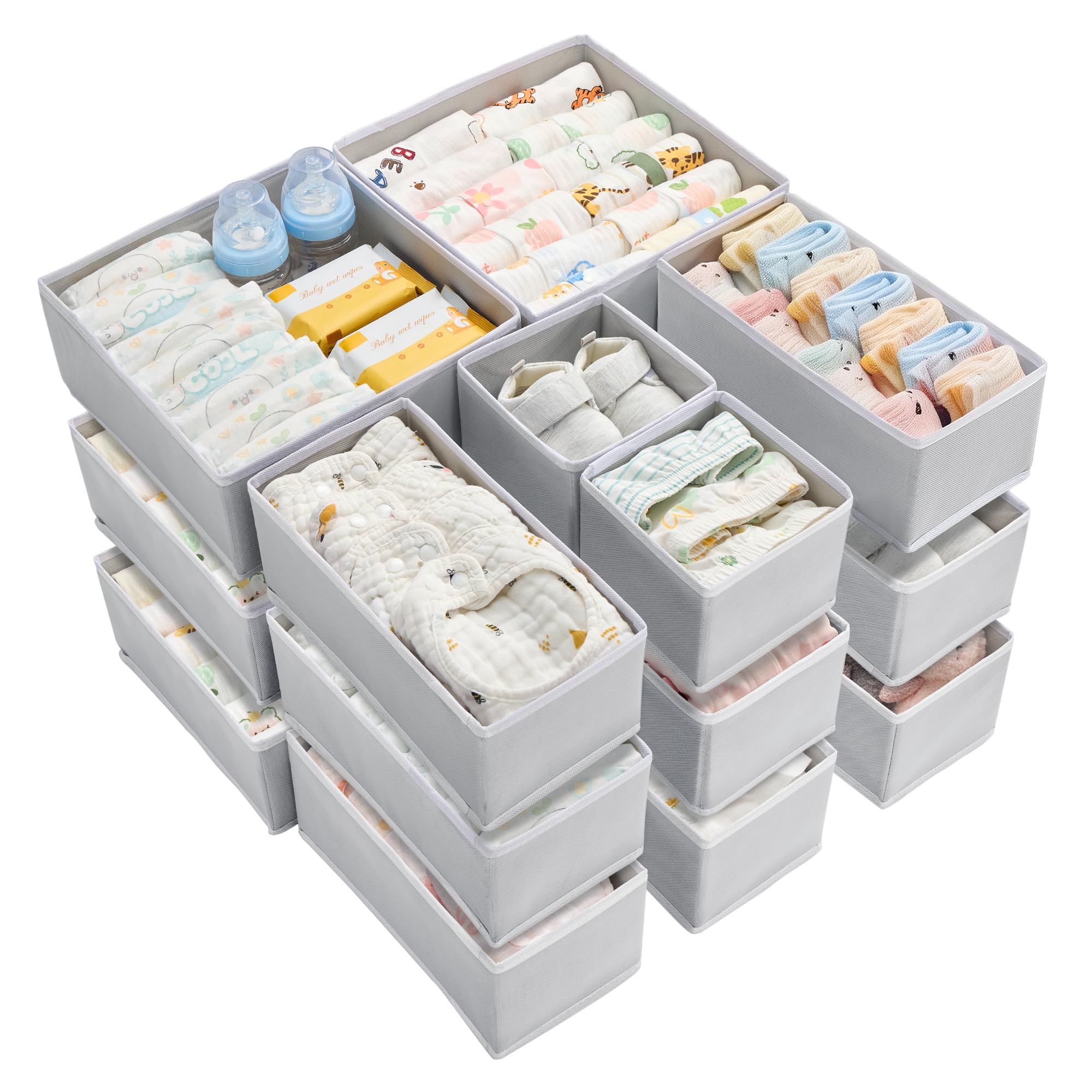 Vtopmart 18 Pack Baby Clothes Organizer, Dresser Drawer Organizer for Baby Clothing