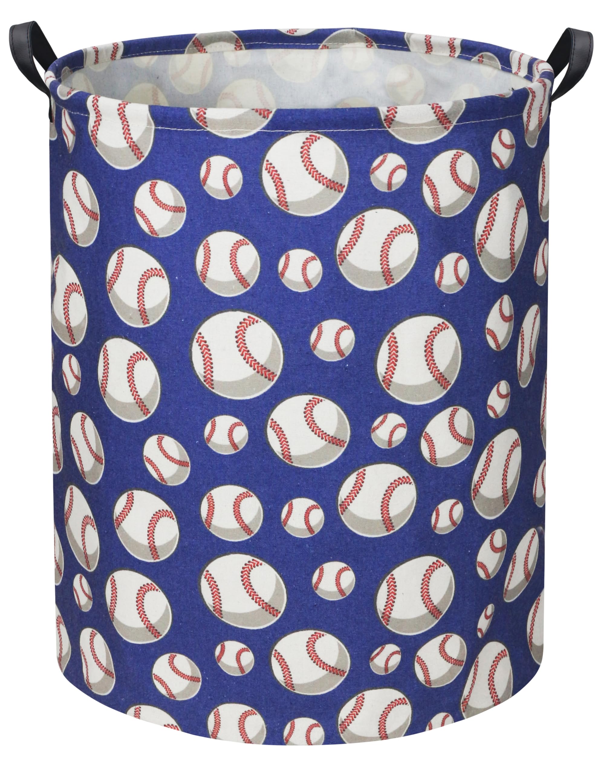 HIYAGON Baseball Kids Laundry Hamper, Large, Cotton & Linen, Waterproof PE Coating, Collapsible, Multi-purpose, Dinosaur Pattern