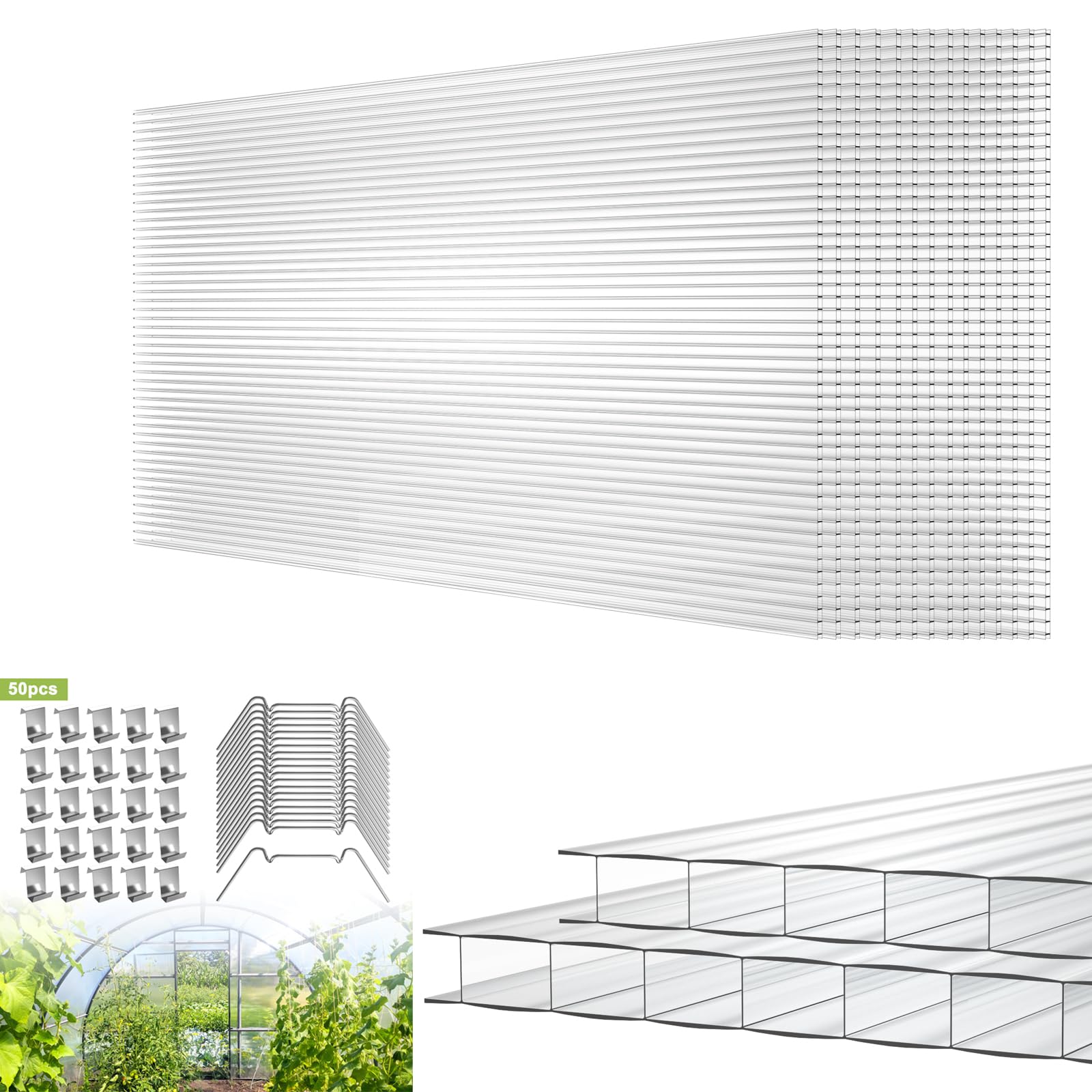 4mm Double-Wall Polycarbonate Sheets — 14-Pack