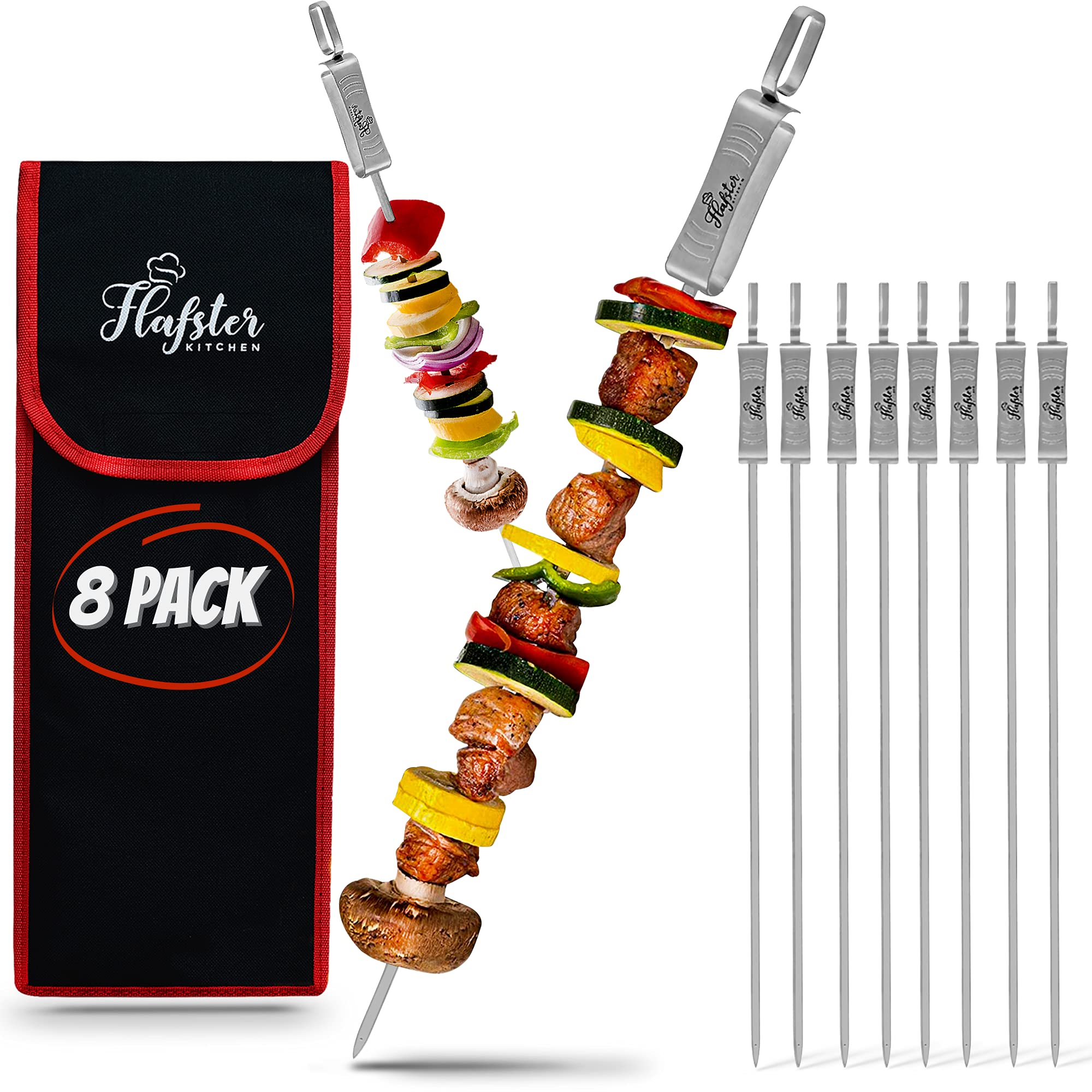 16-Inch Stainless Steel Skewers with Push Bar