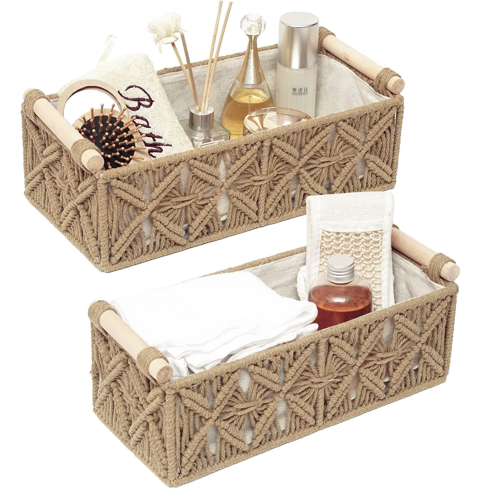 Macrame Boho Storage Baskets (Set of 2)