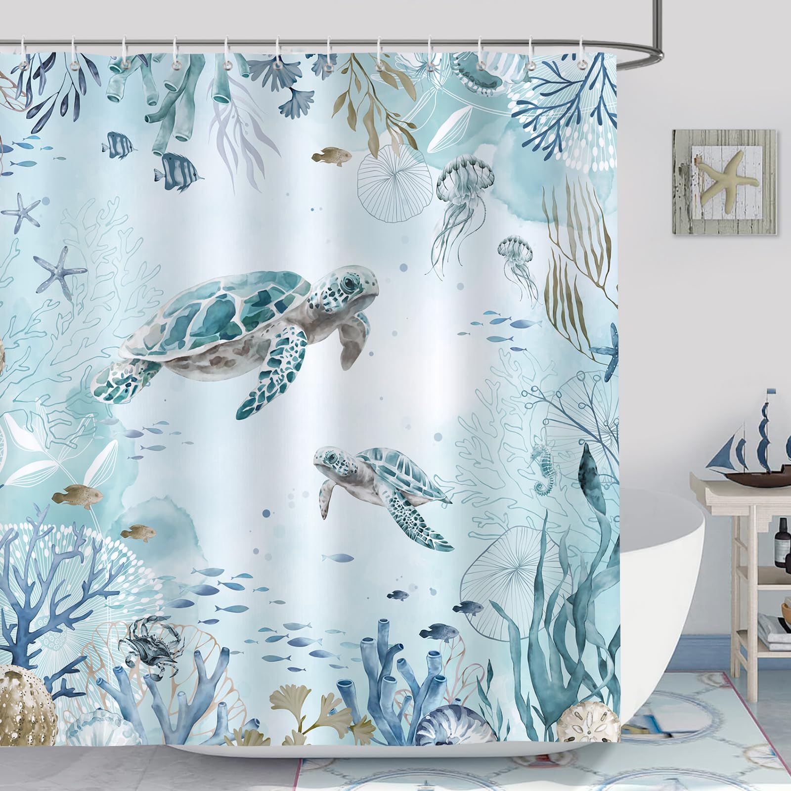 Bonhause Sea Turtle Polyester Shower Curtain