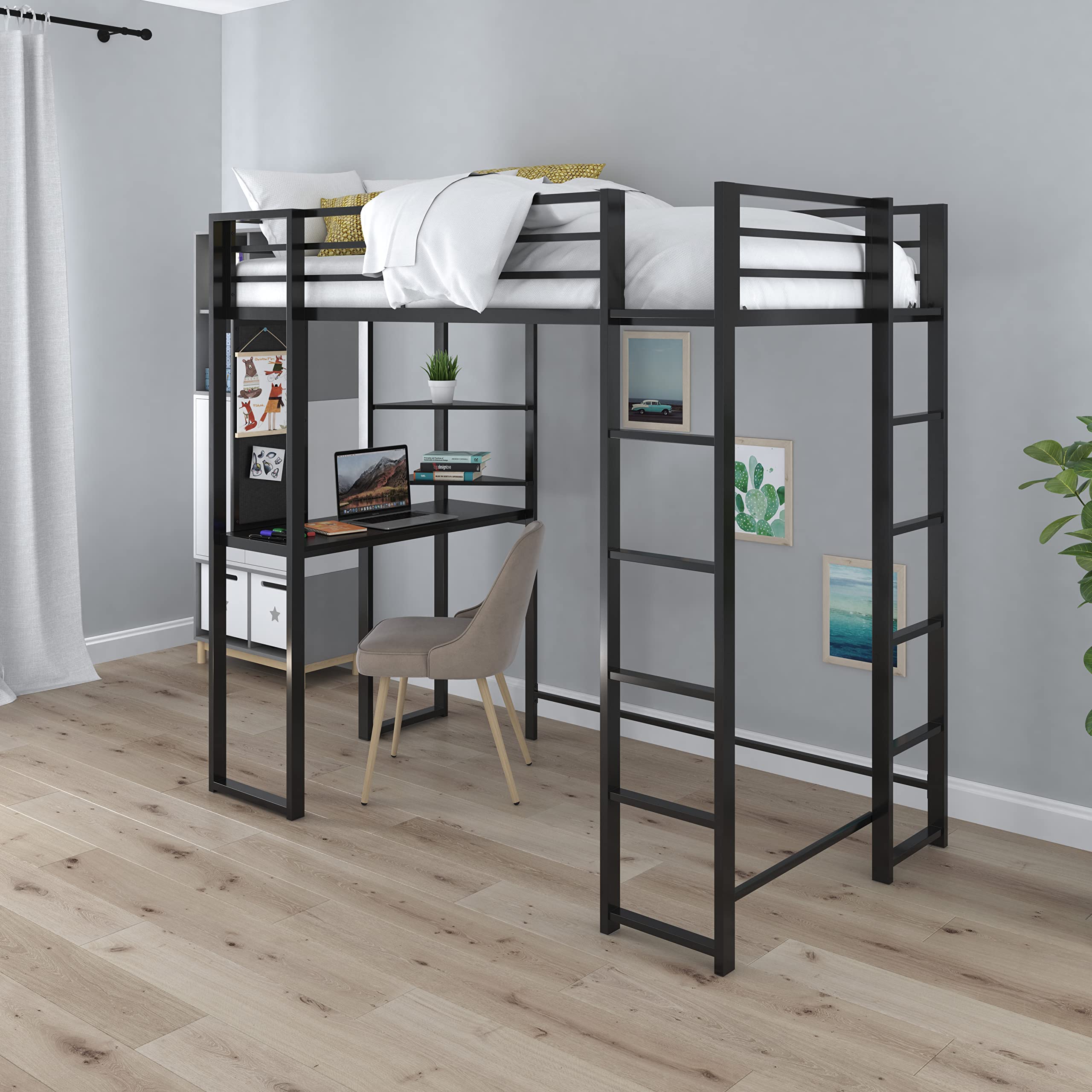 DHP Abode Twin Loft Bed with Desk