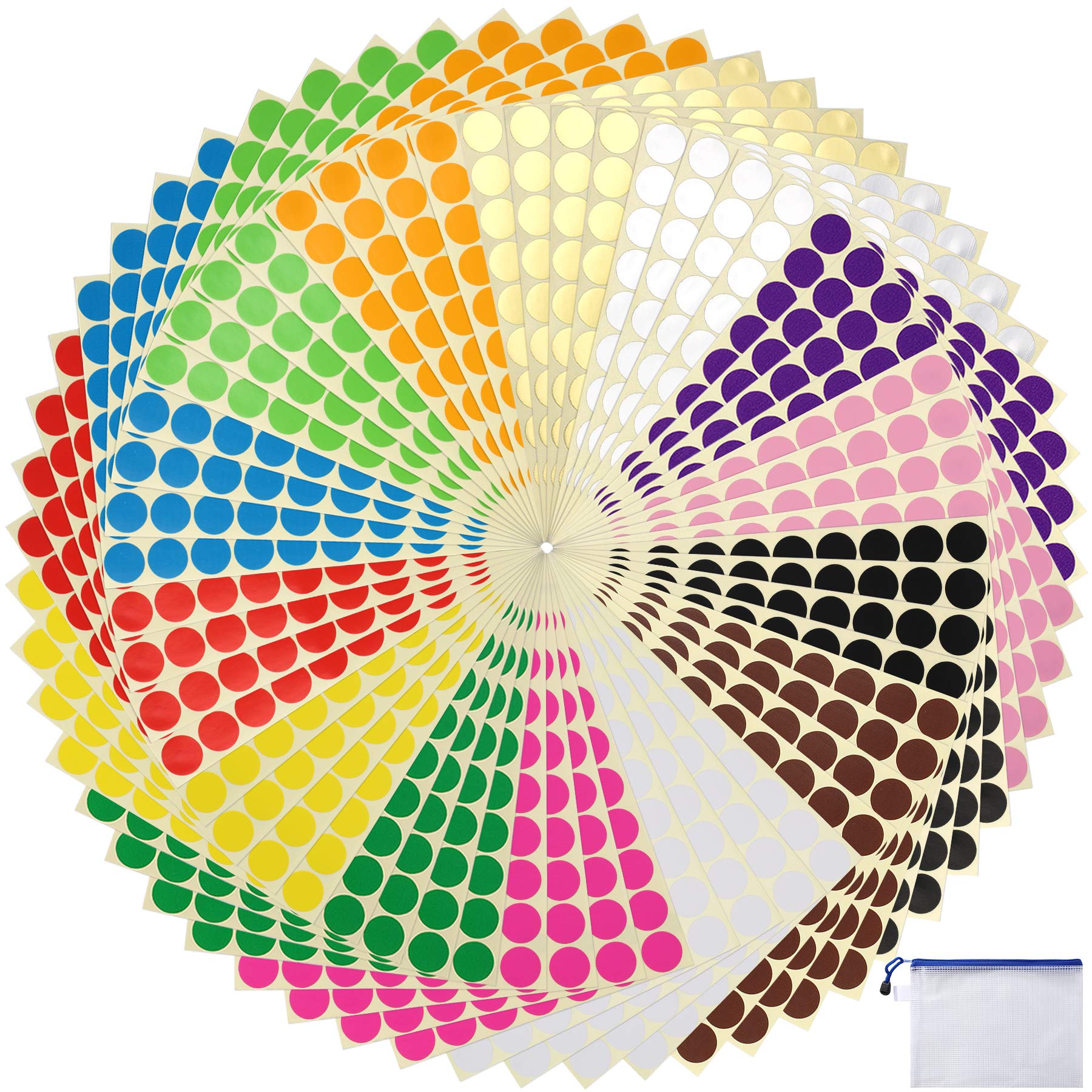 JANYUN 3/4" Color Dot Stickers (3920pcs)
