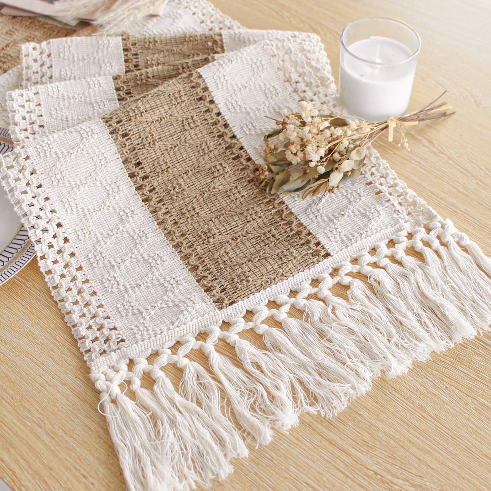 FEXIA Macrame Tassel Table Runner