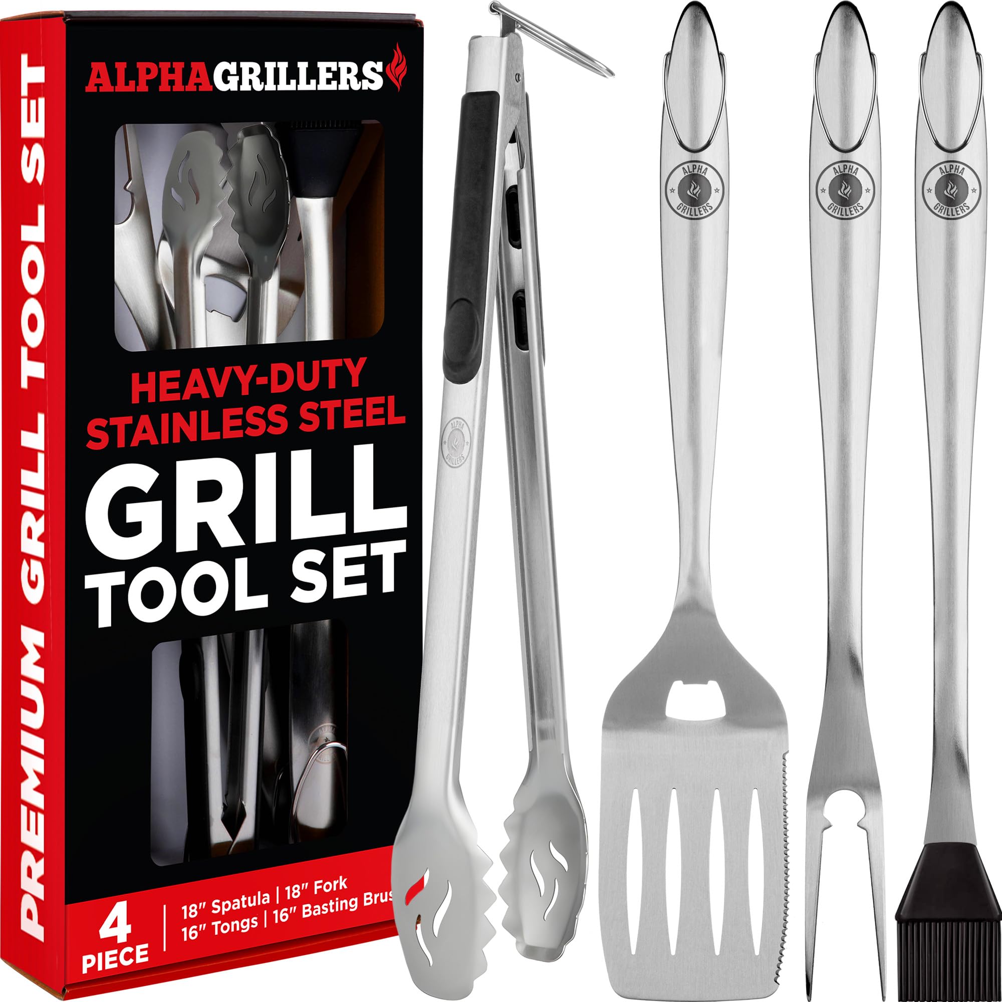 Alpha Grillers 4-Piece BBQ Tool Set