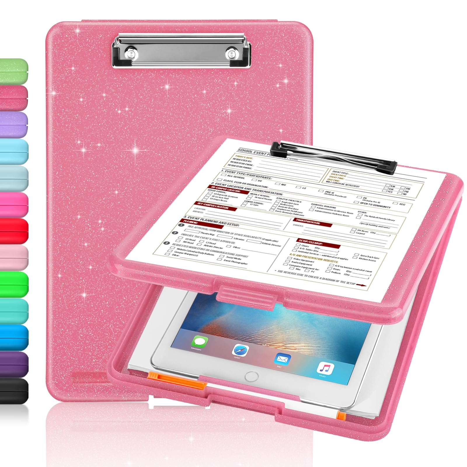 Sooez Glitter Clipboard with Storage