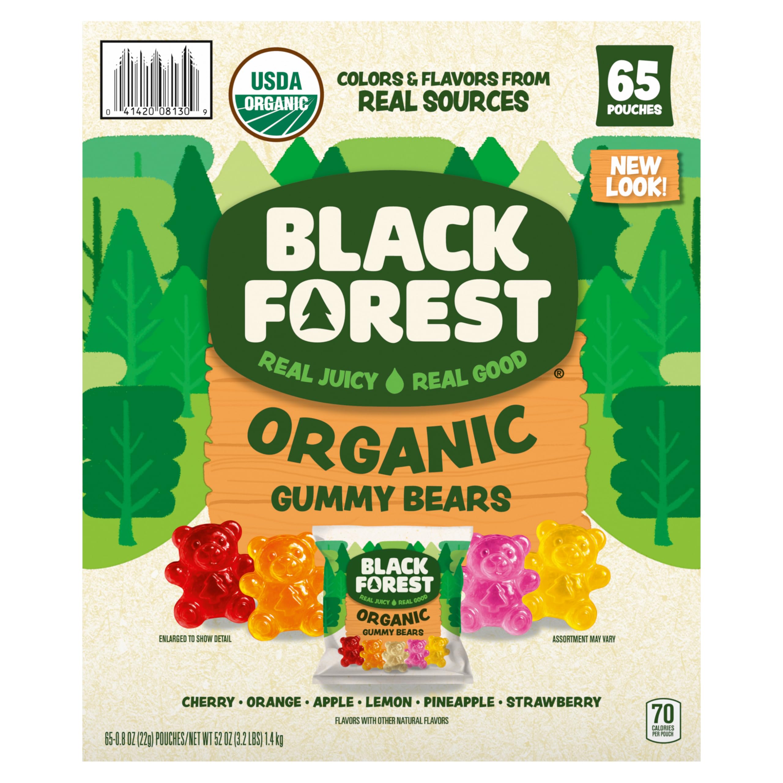 Black Forest USDA Organic Gummy Bears - 65 Pouches - .0.8Oz Each Old Version 65 Count