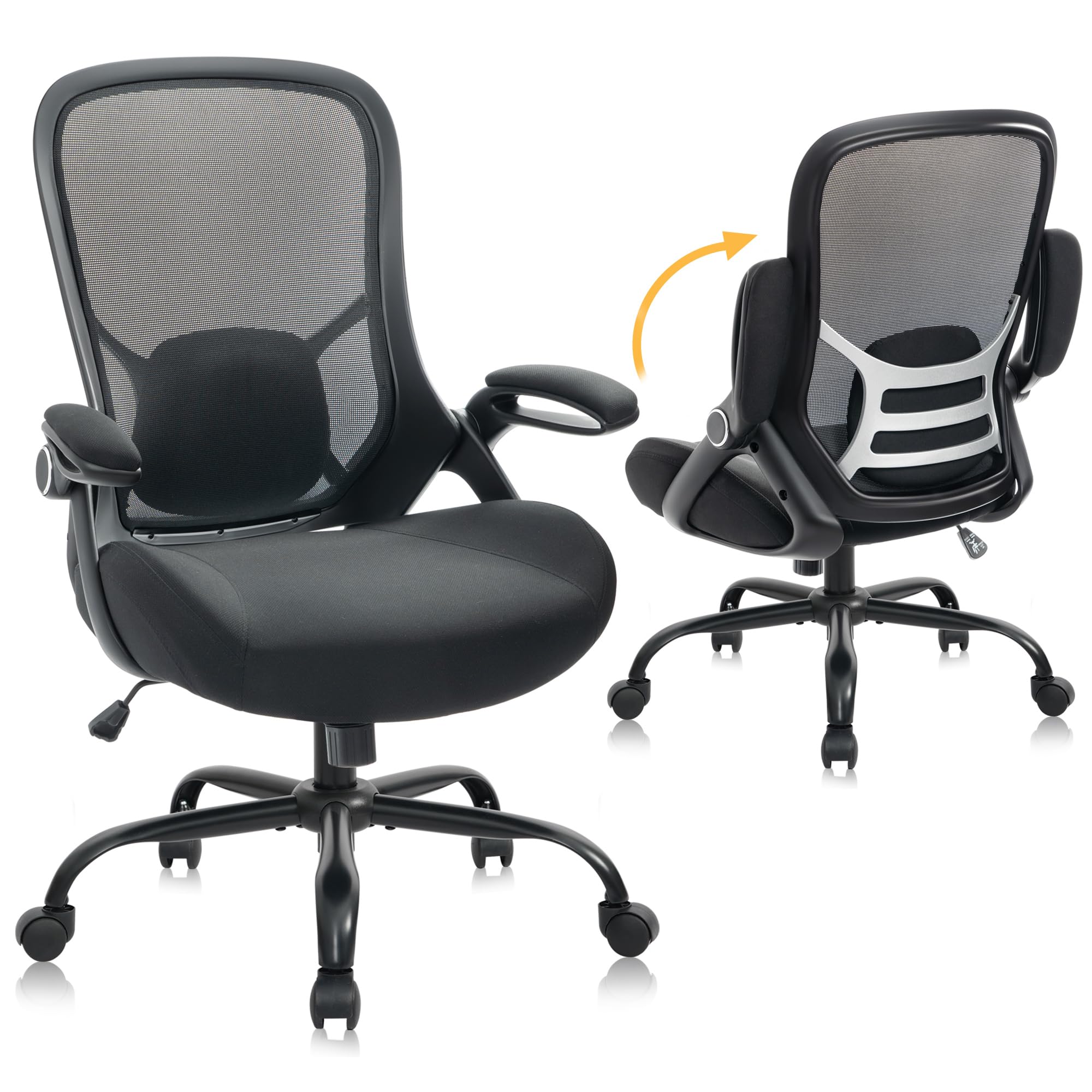 HYLONE Big and Tall 400lbs Heavy Duty Office Chair, 5" Thickened Seat