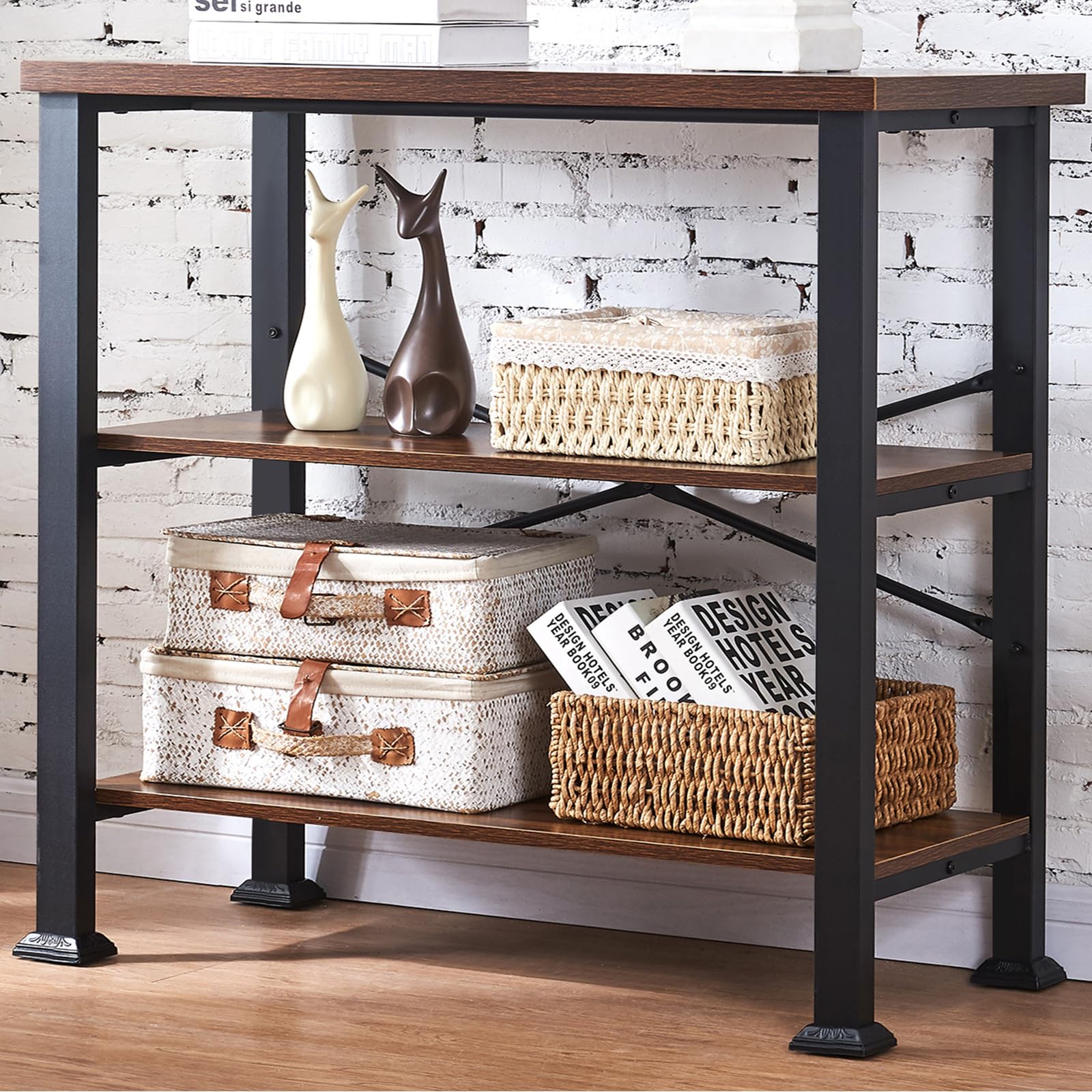 HOMBAZAAR 3-Tier Industrial Bookcase