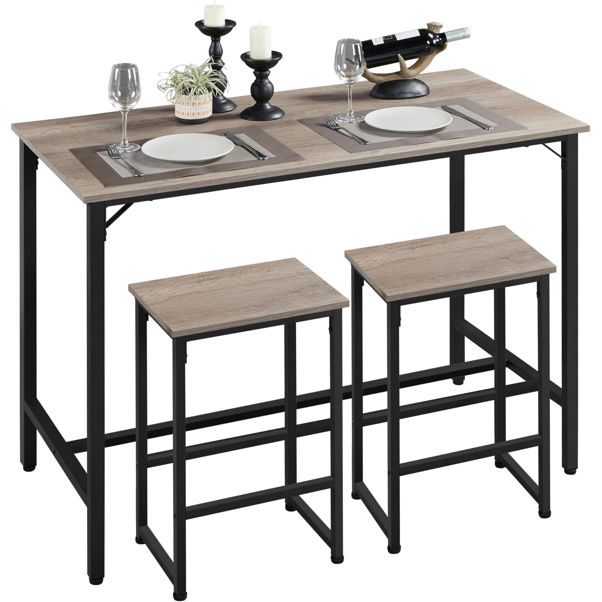 Yaheetech Industrial Counter Table & 2 Stools