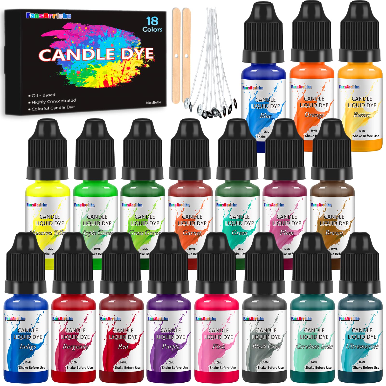 FansArriche Liquid Candle Dye (18 Colors)