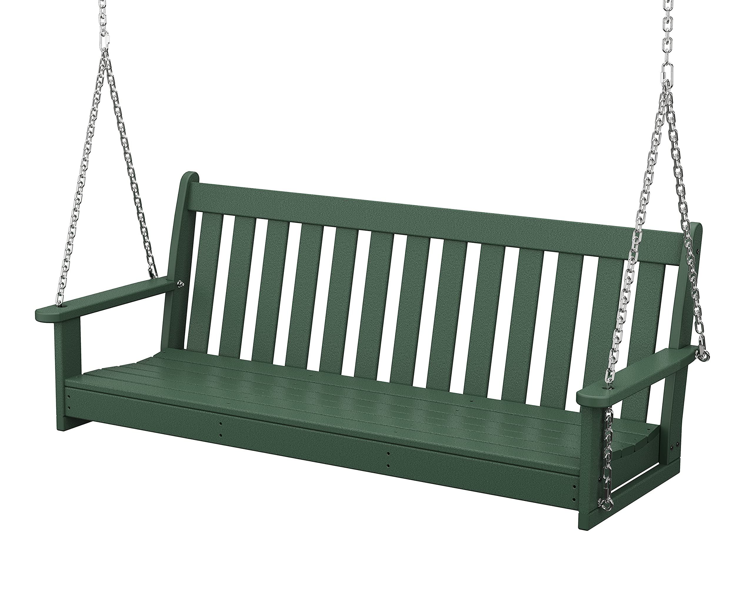POLYWOOD Vineyard 5-Foot Porch Swing — Heavy Duty HDPE Hanging Bench (Green)