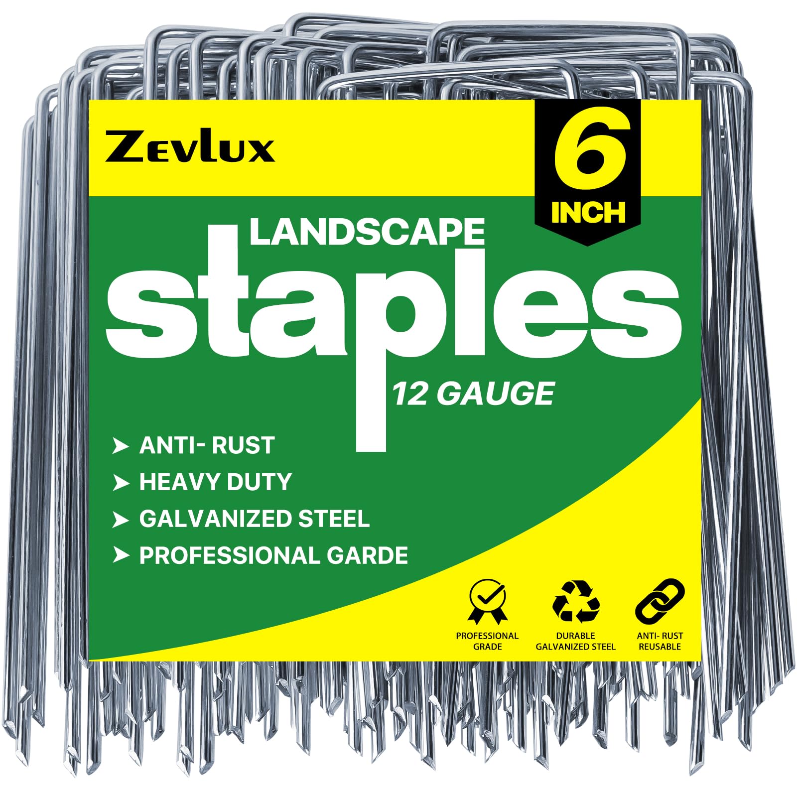 6in Galvanized Landscape Staples (100-pack)