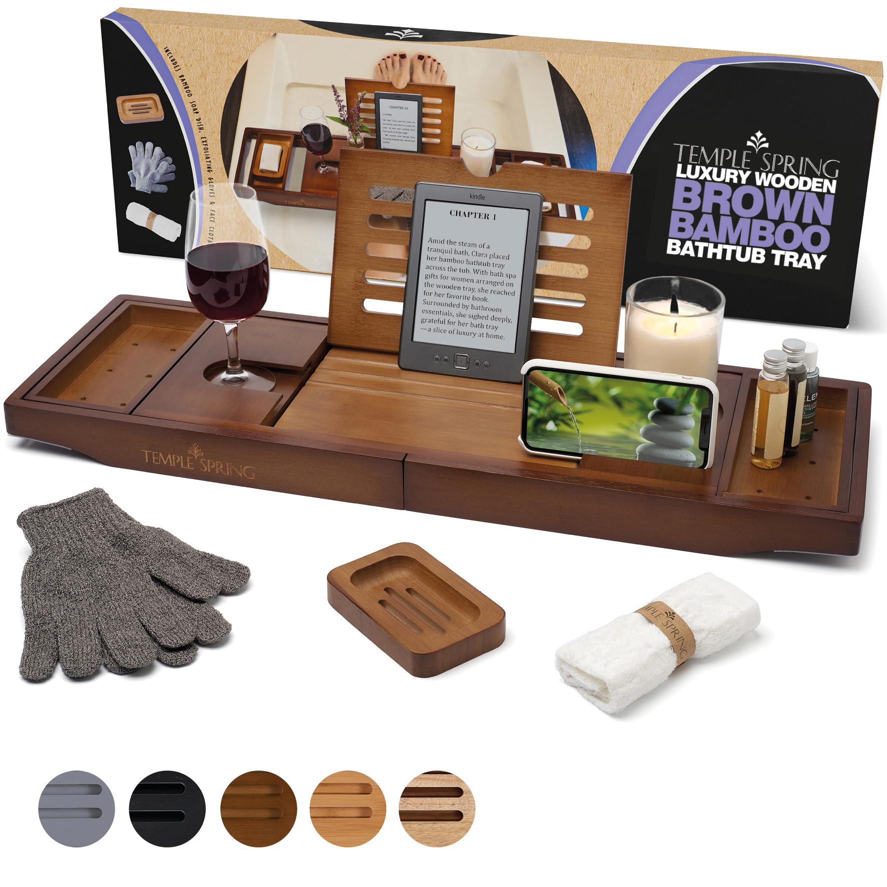 Temple Spring Bamboo Bathtub Tray Caddy