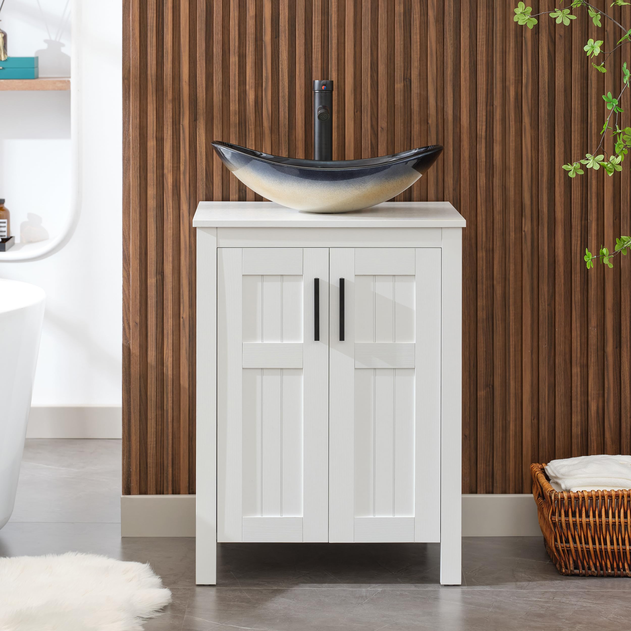 UEV 24" Vanity with Tempered Glass Vessel Sink