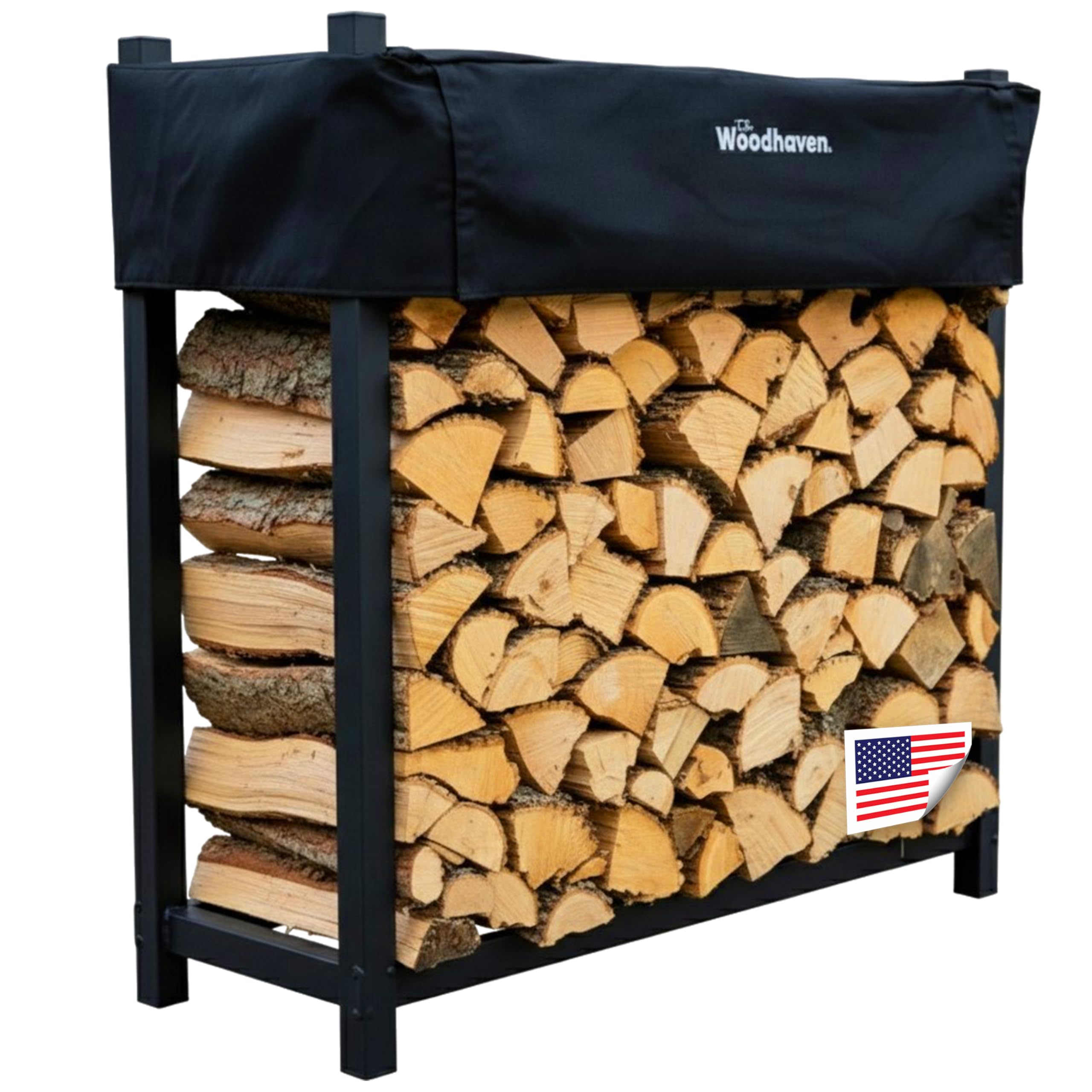 Woodhaven 4-Foot Firewood Rack with Cover
