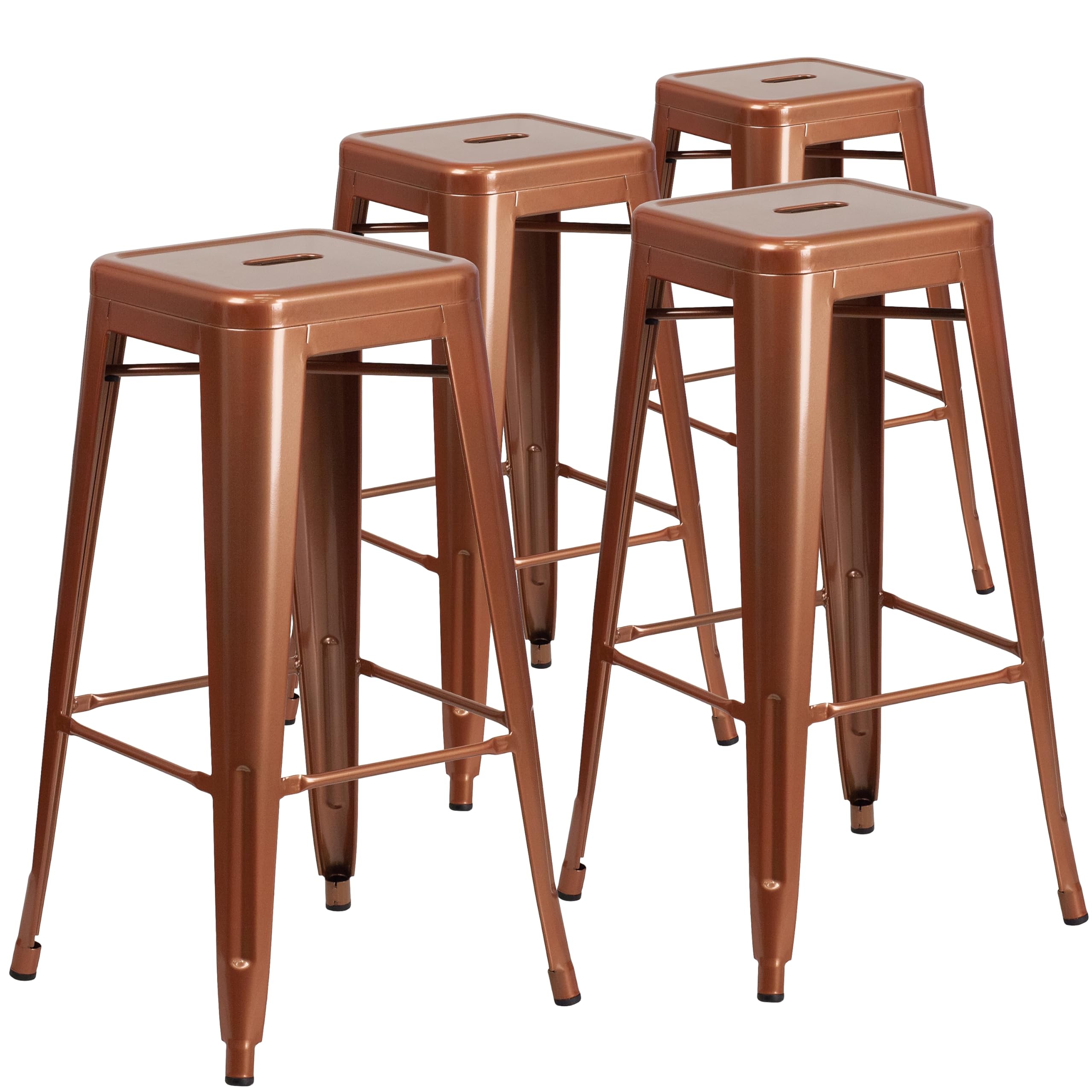 Flash Furniture Kai 30" Backless Copper Barstool — Set of 4