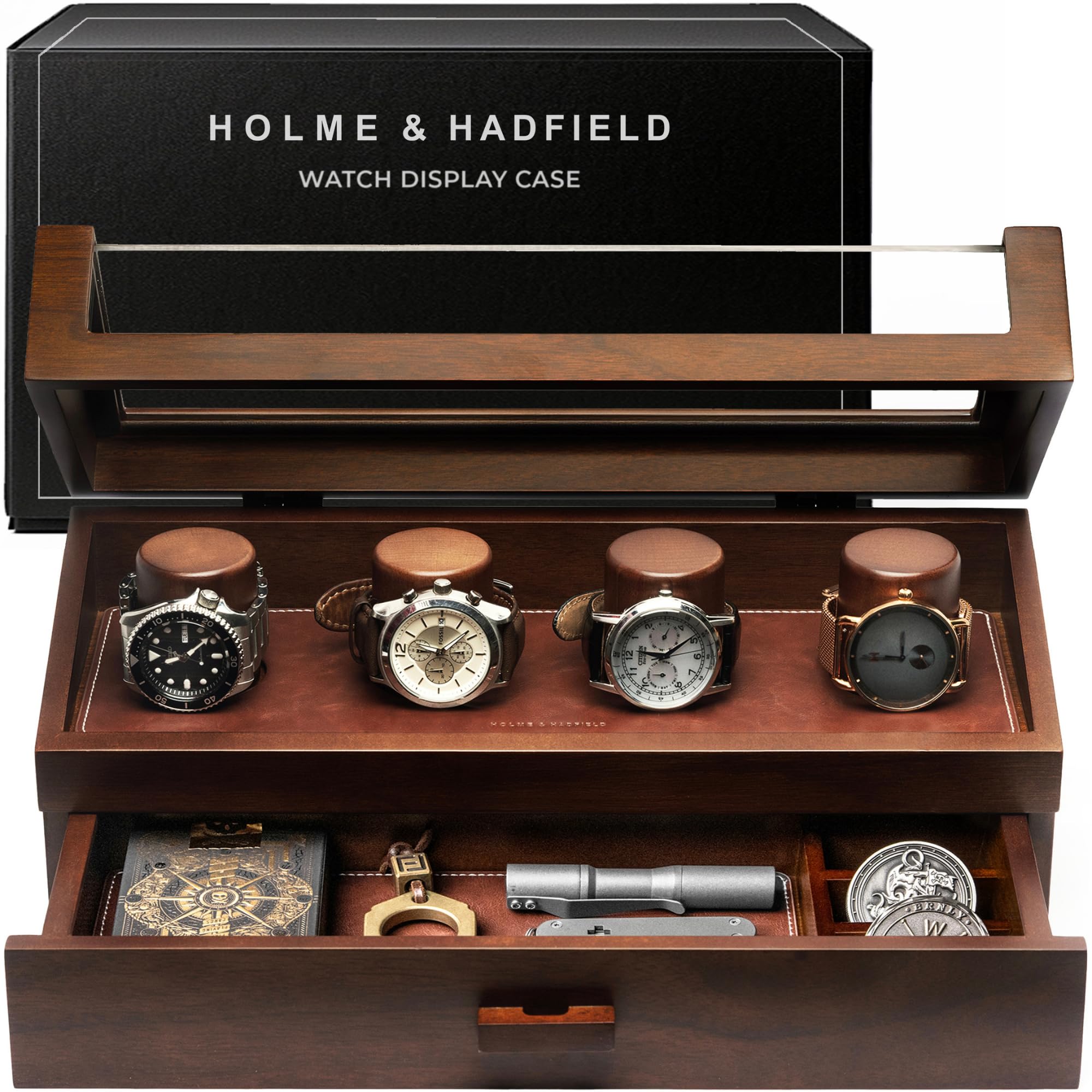 Watch Deck Pro 4-Slot Wooden Watch Box
