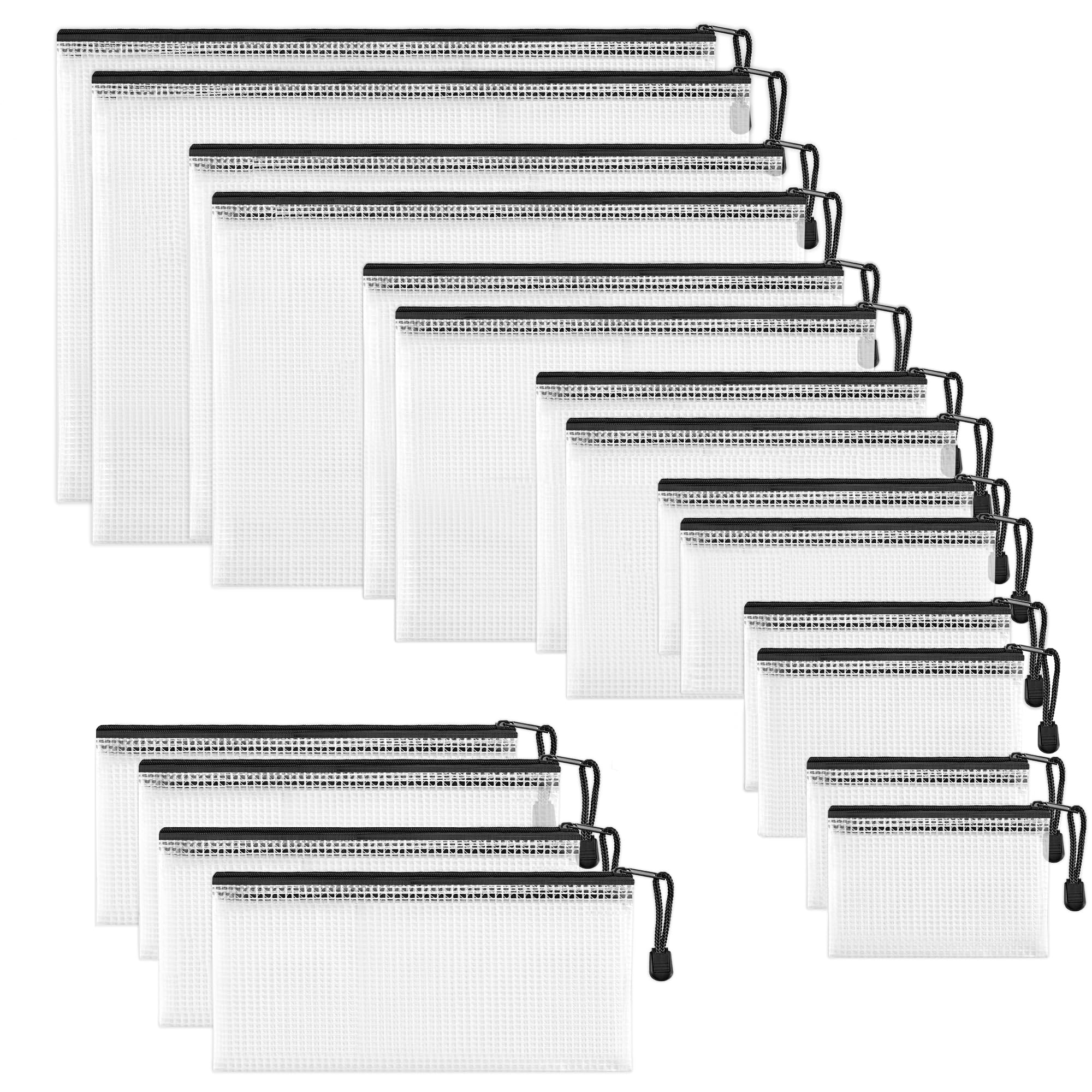 JARLINK Mesh Zipper Pouch — 18-Pack Assorted Sizes