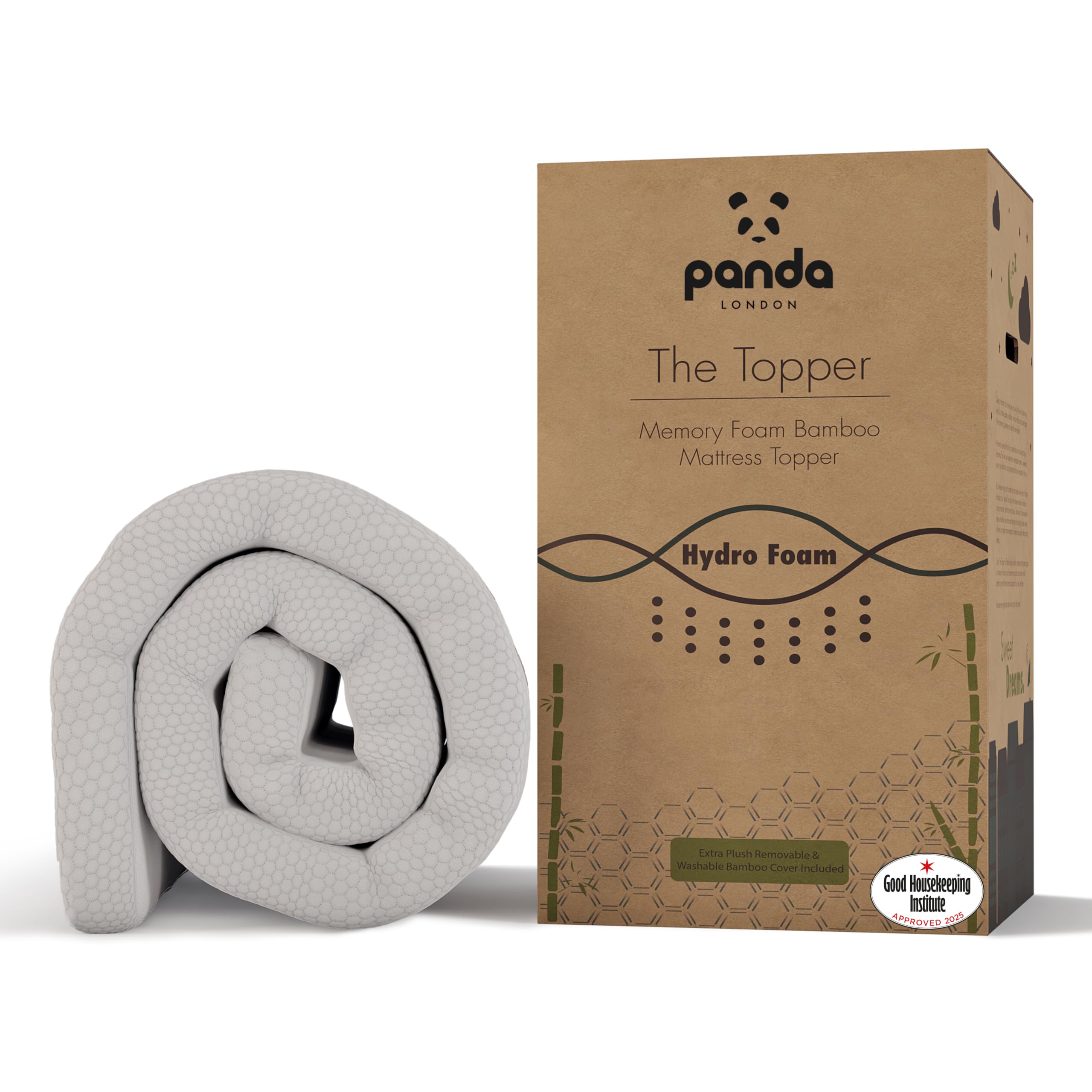Panda Memory Foam Bamboo Mattress Topper (2024) (2024, EU Single) 2024 EU Single