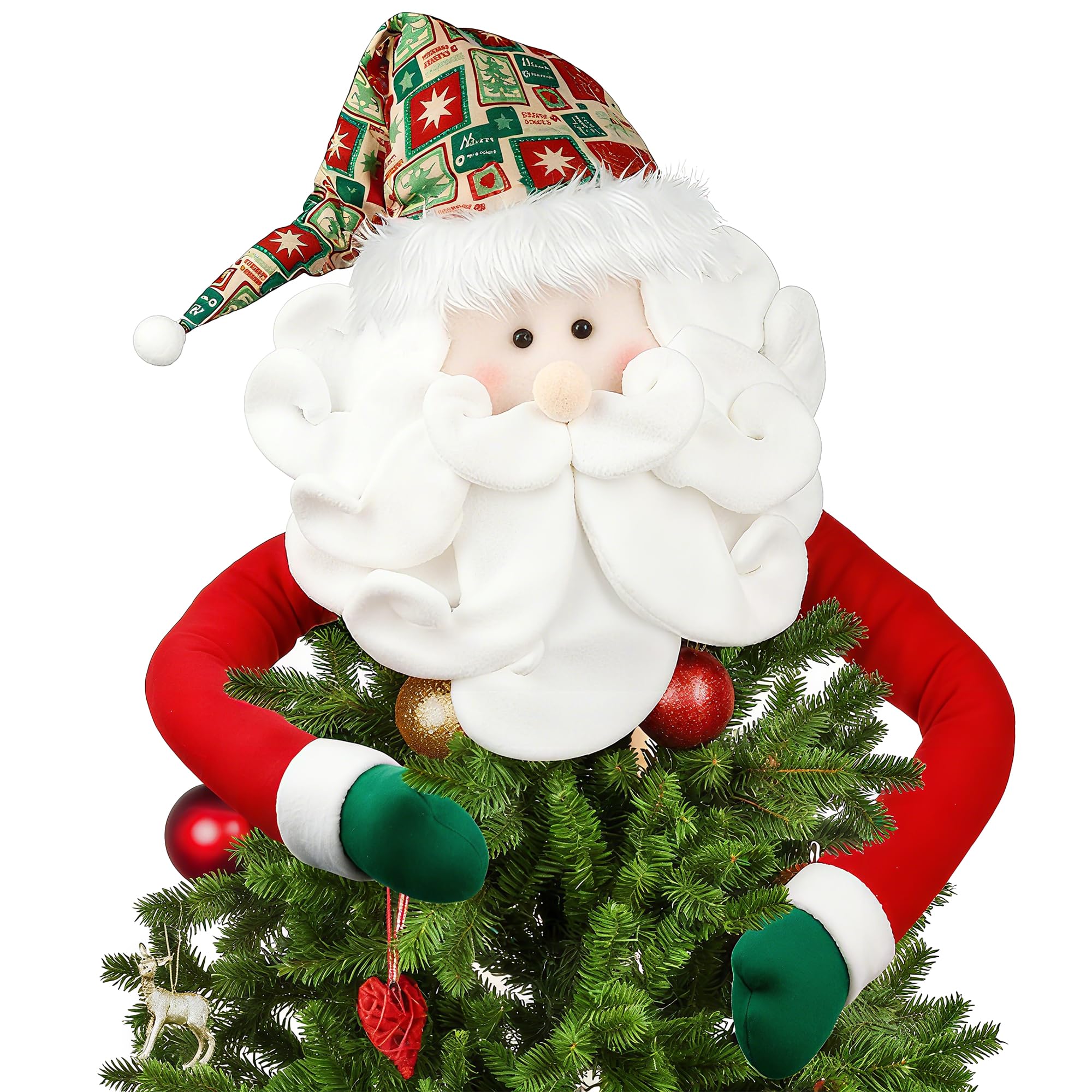 D-FantiX Santa Tree Topper, Large Santa Hugger