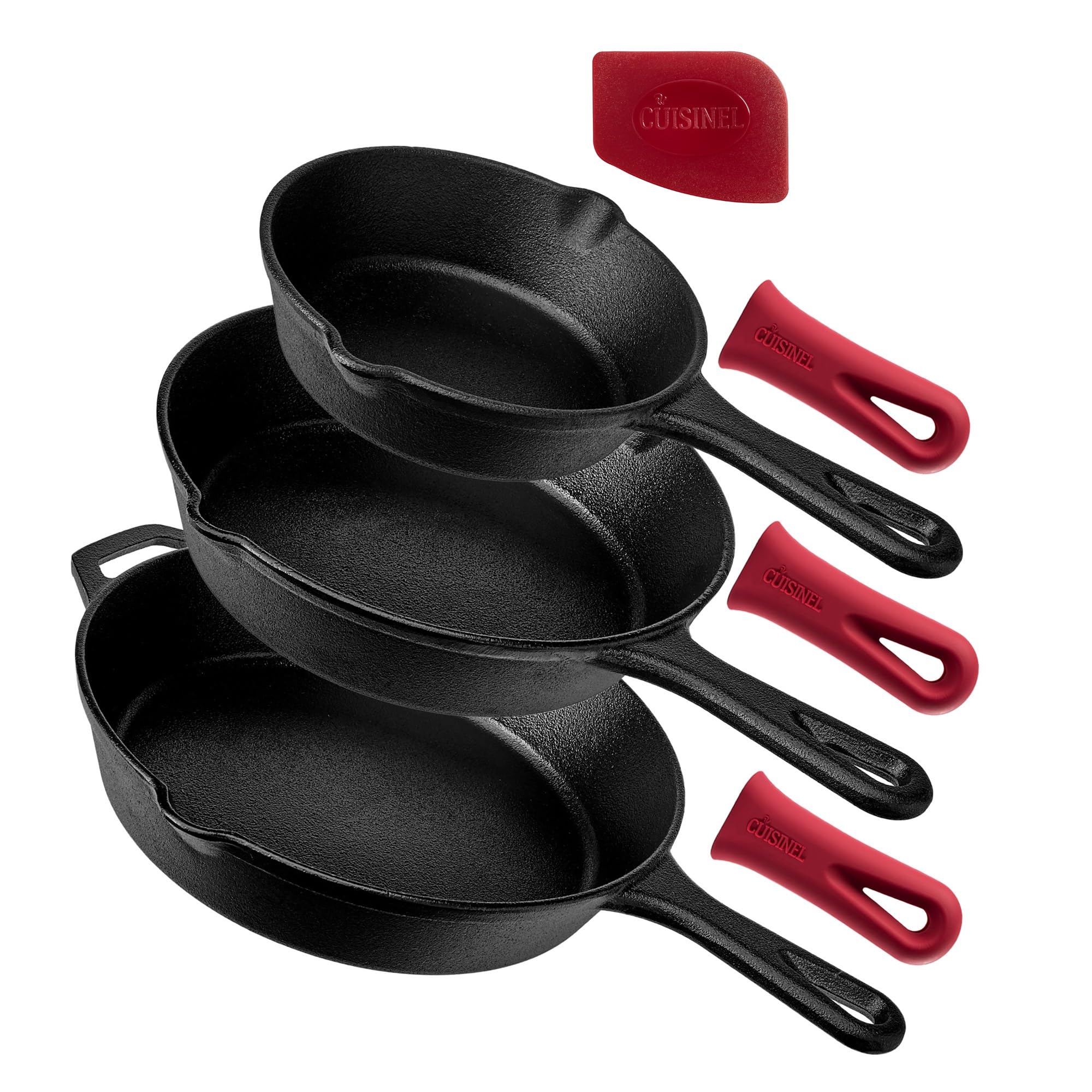 Cuisinel Pre‑Seasoned Cast Iron Skillet Set — 3‑Piece