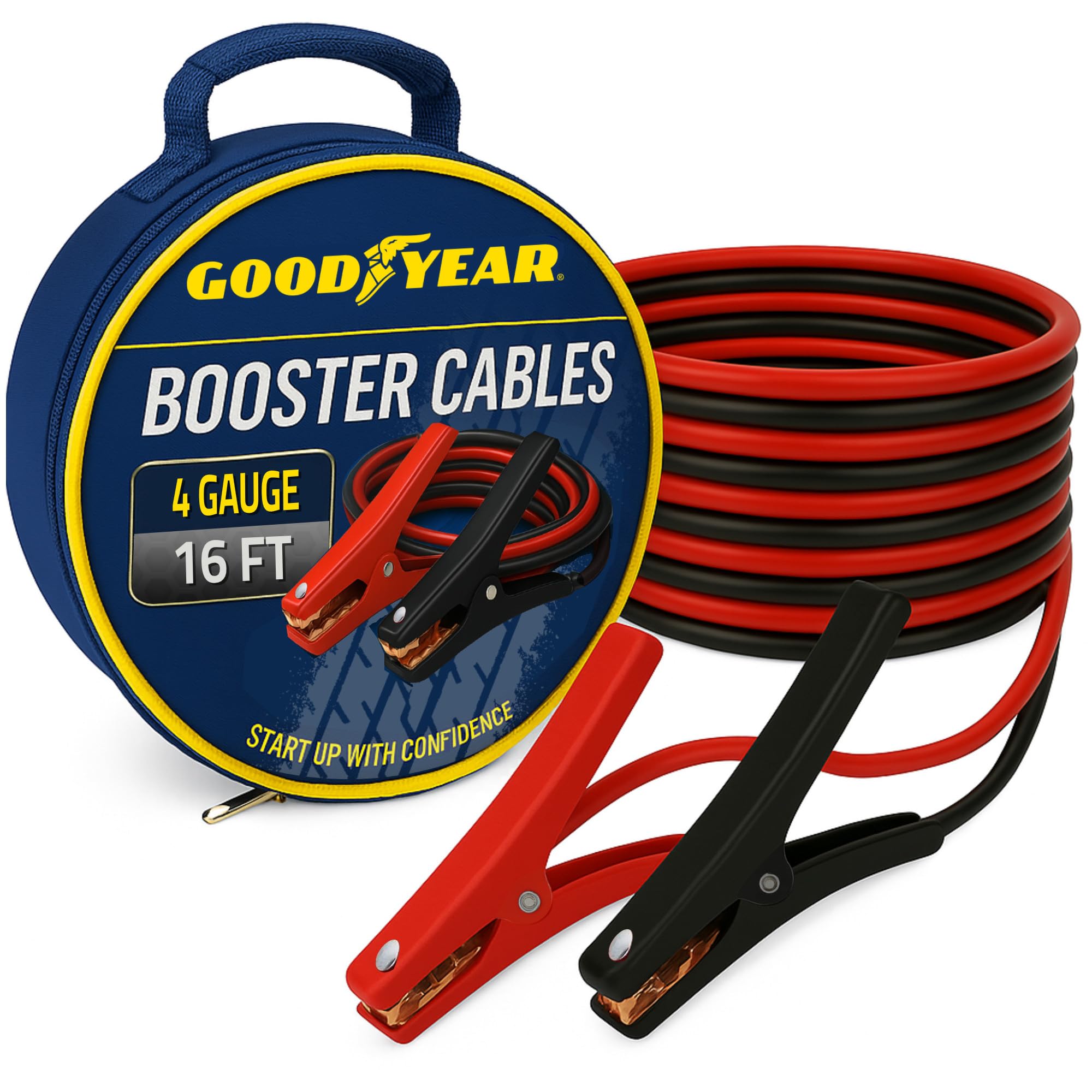 GOODYEAR Heavy Duty Jumper Cables — 4 Gauge, 16 ft