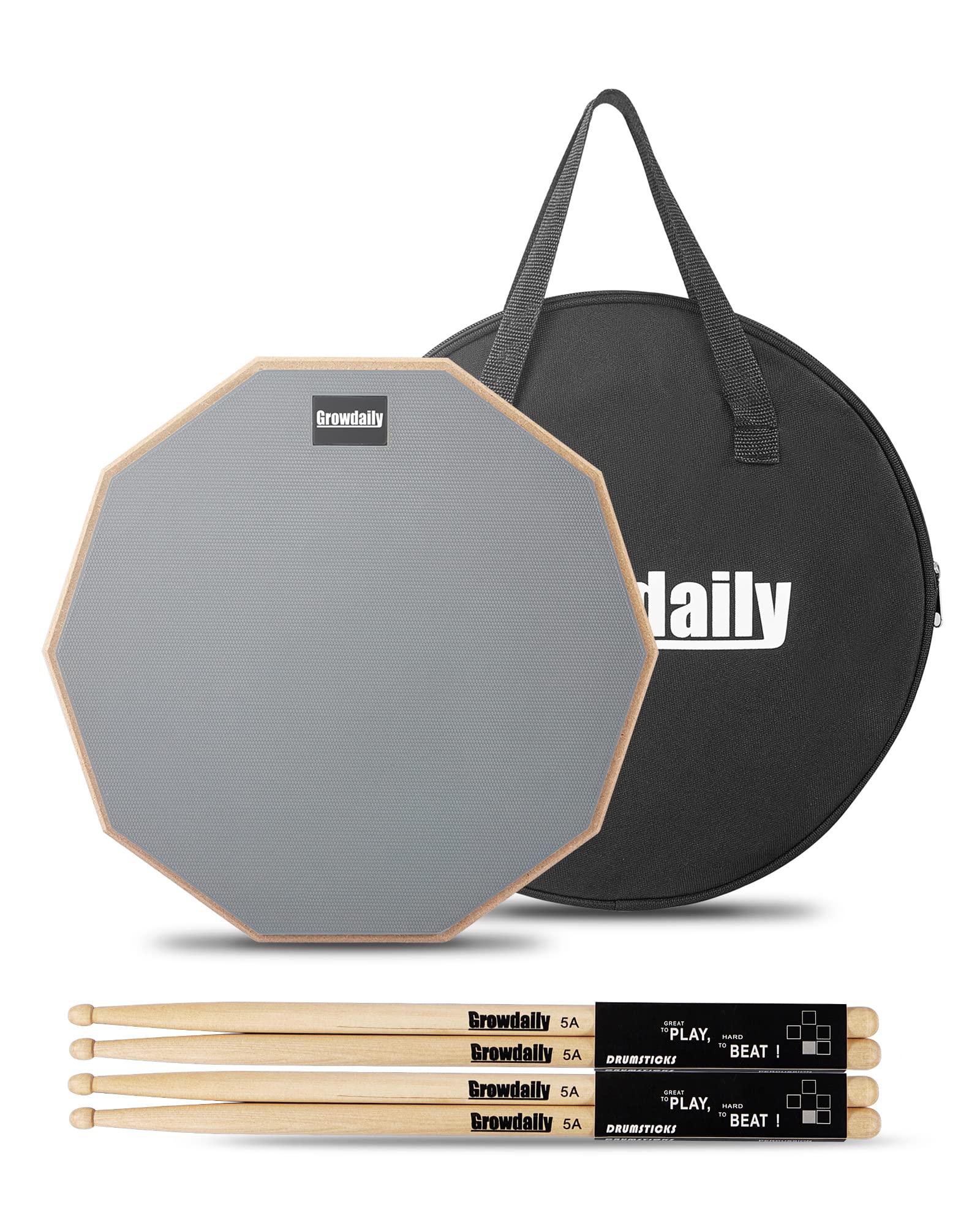 GrowDaily 12" Practice Pad with Sticks