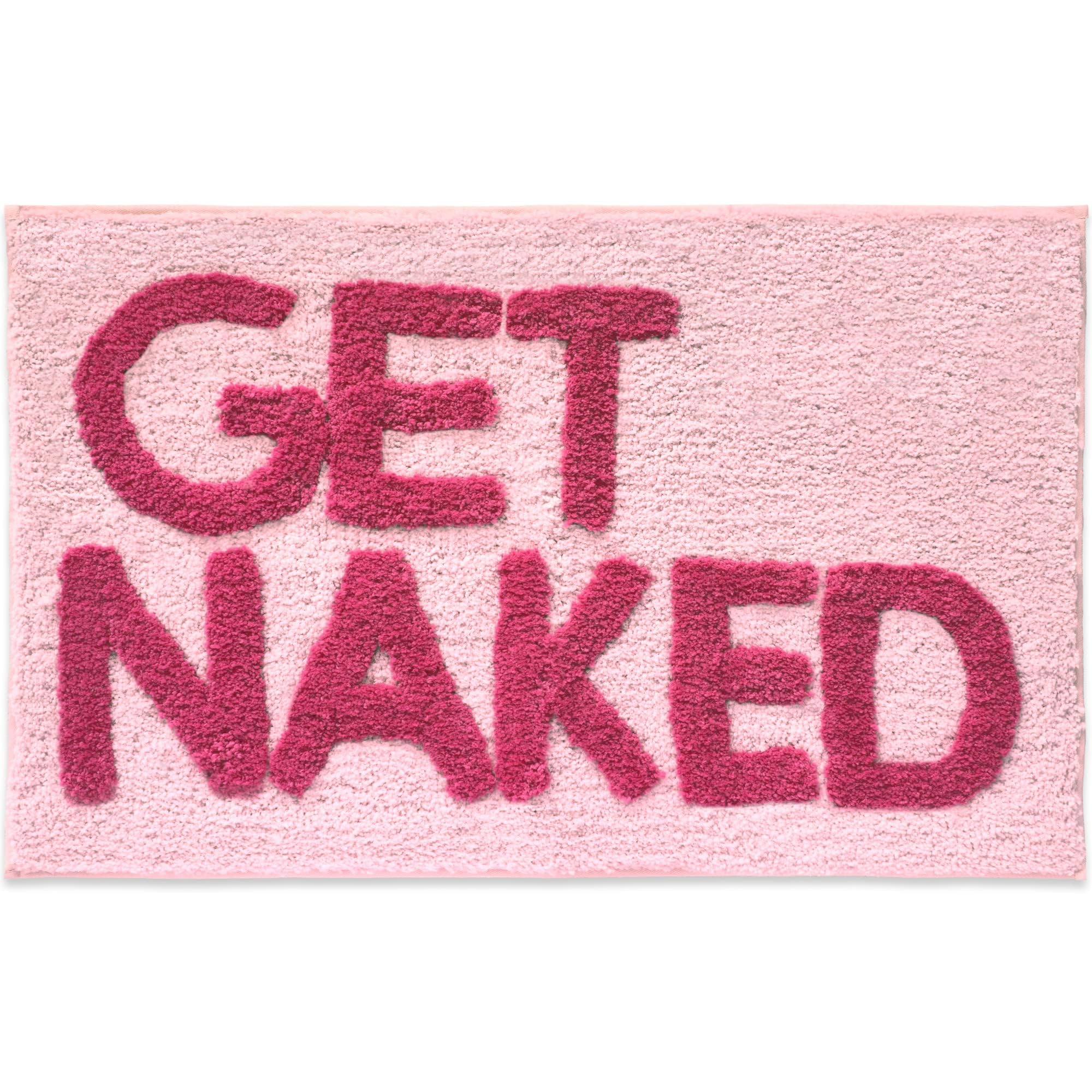 New Mungo Get Naked Bath Mat Pink - Hot Pink Bathroom Rug, 31" x 20" Bright Pink