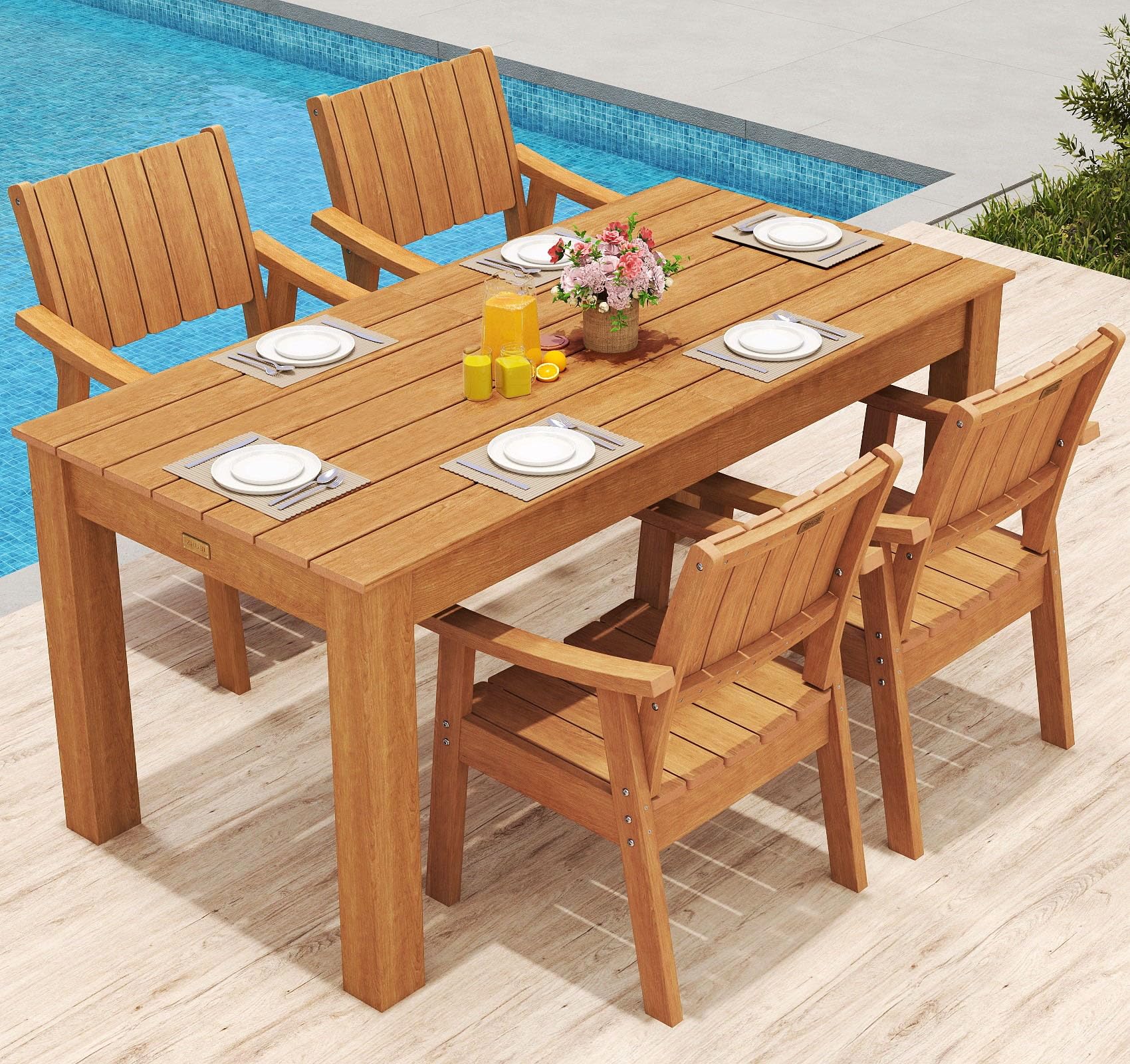ZHUSI 5-Piece HDPE Patio Dining Set