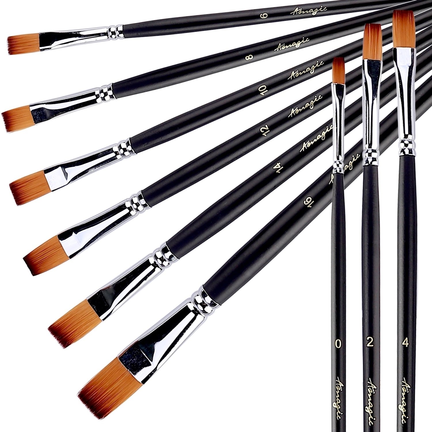 Amagic Filbert Flat‑Tipped Brush Set