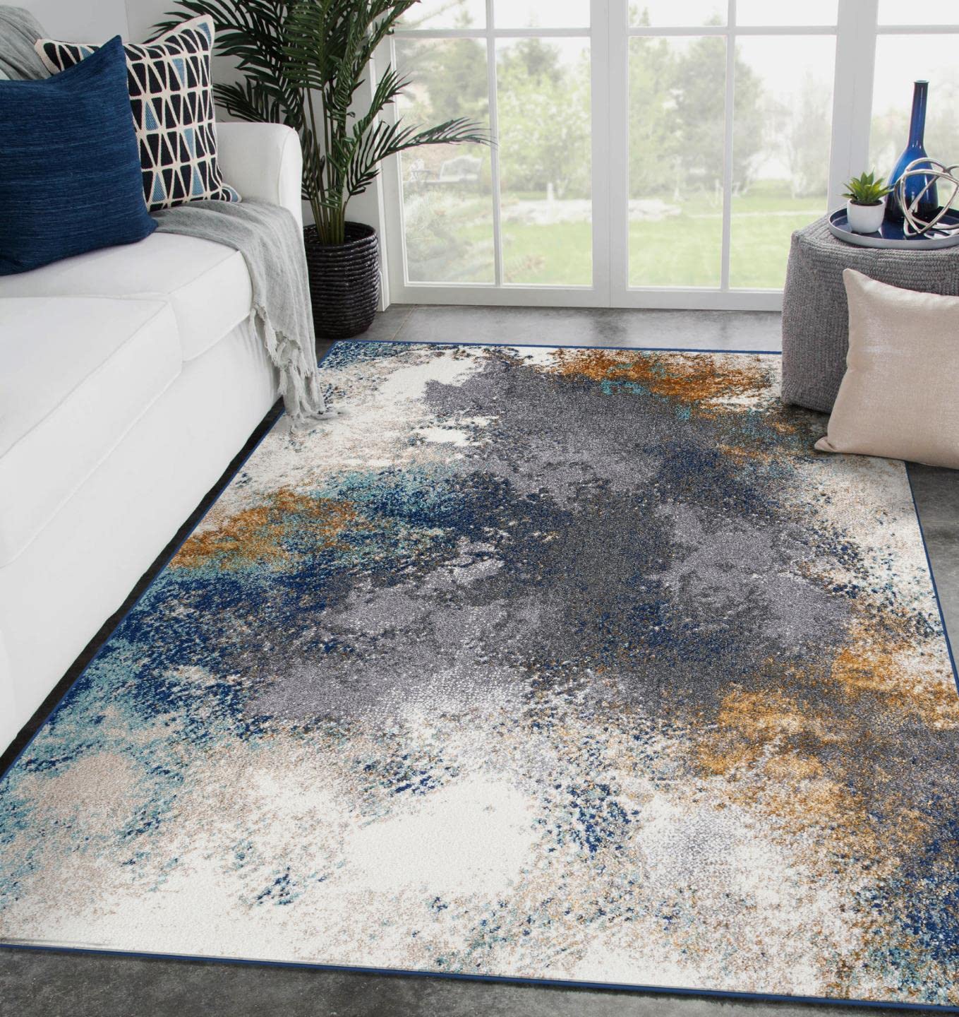 LUXE WEAVERS Beverly Collection Modern Abstract Blue 8x10 Area Rug