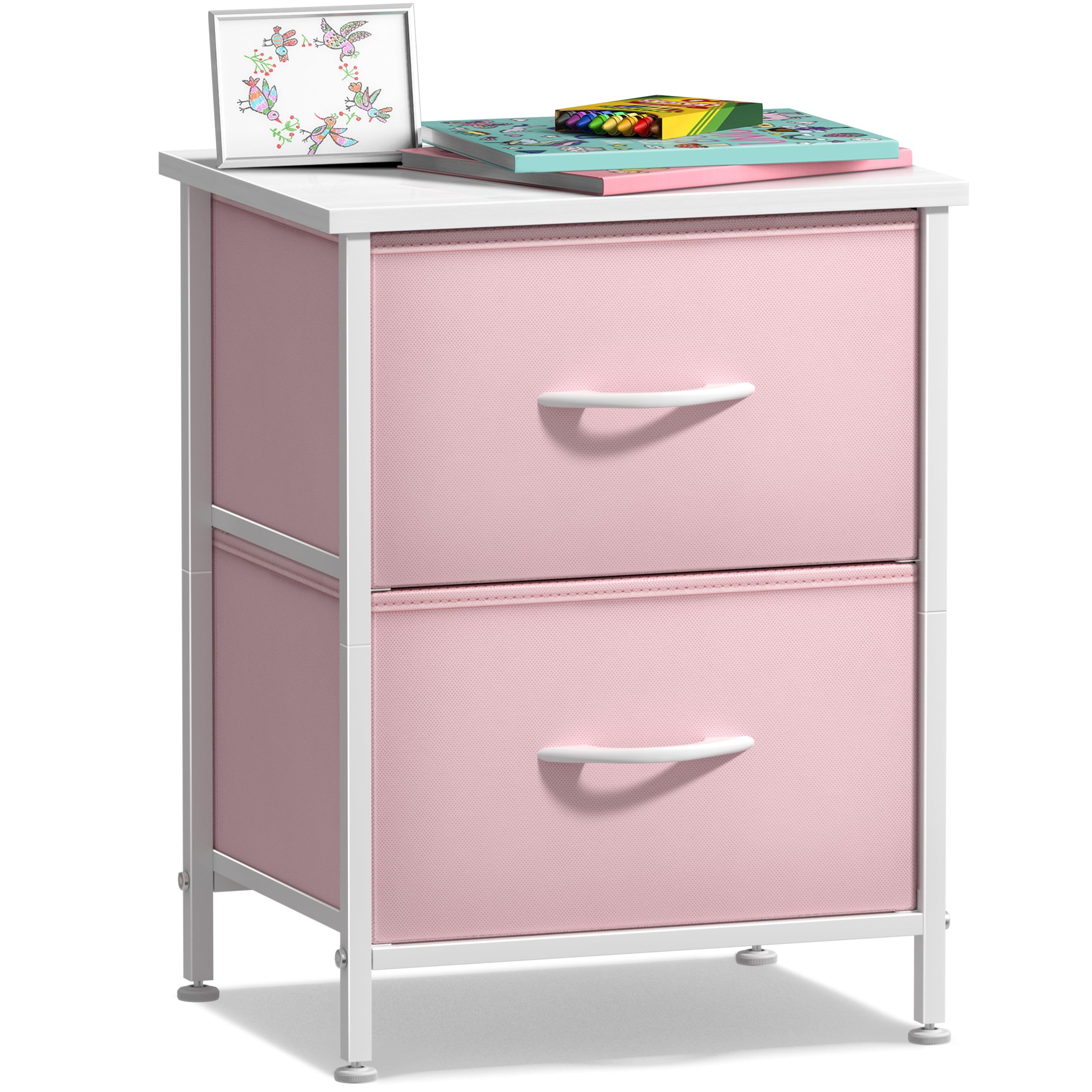 Sorbus Nightstand with 2 Drawers - Pink