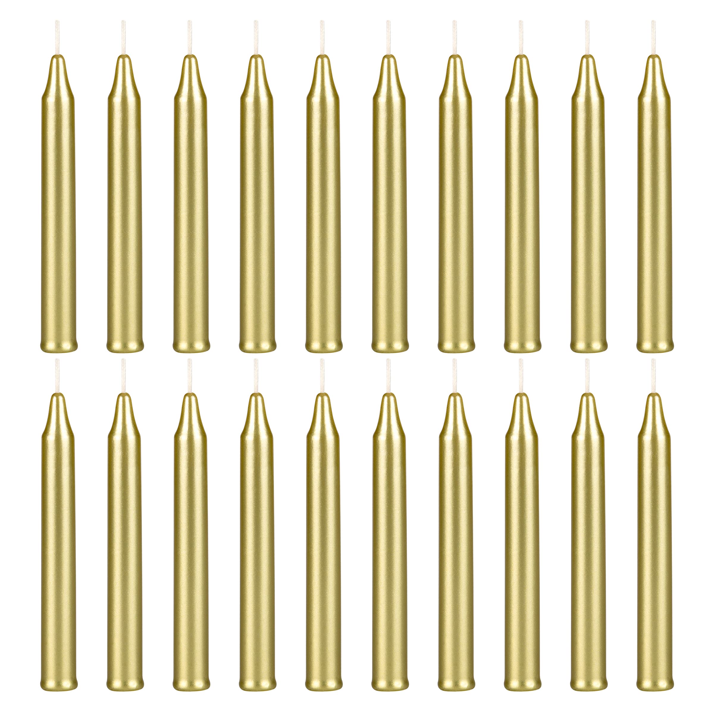 Mega Candles Gold Mini Tapers (20-pack)