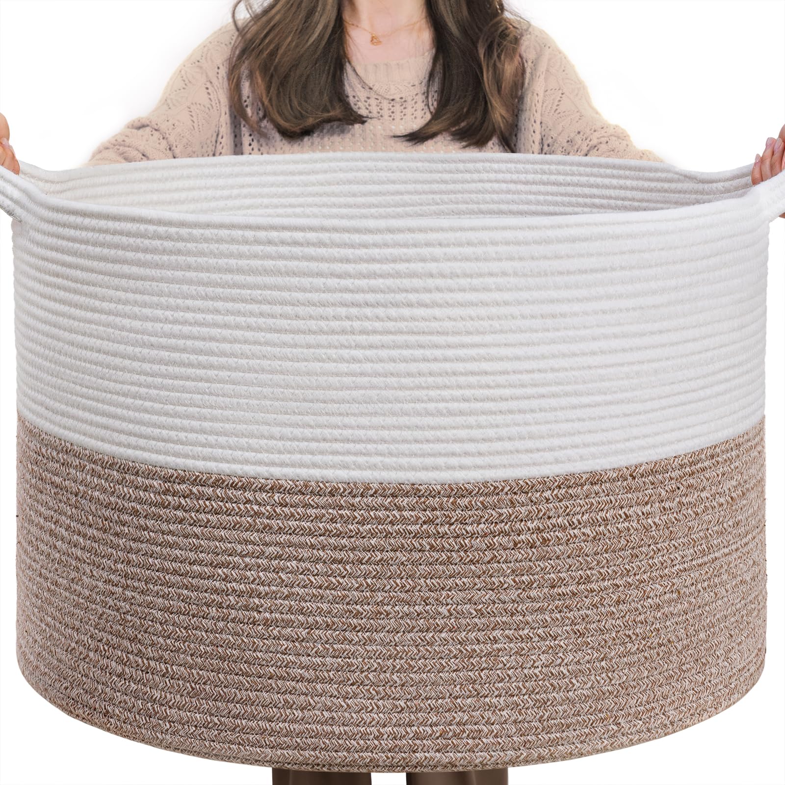 INDRESSME XXL Cotton Rope Basket