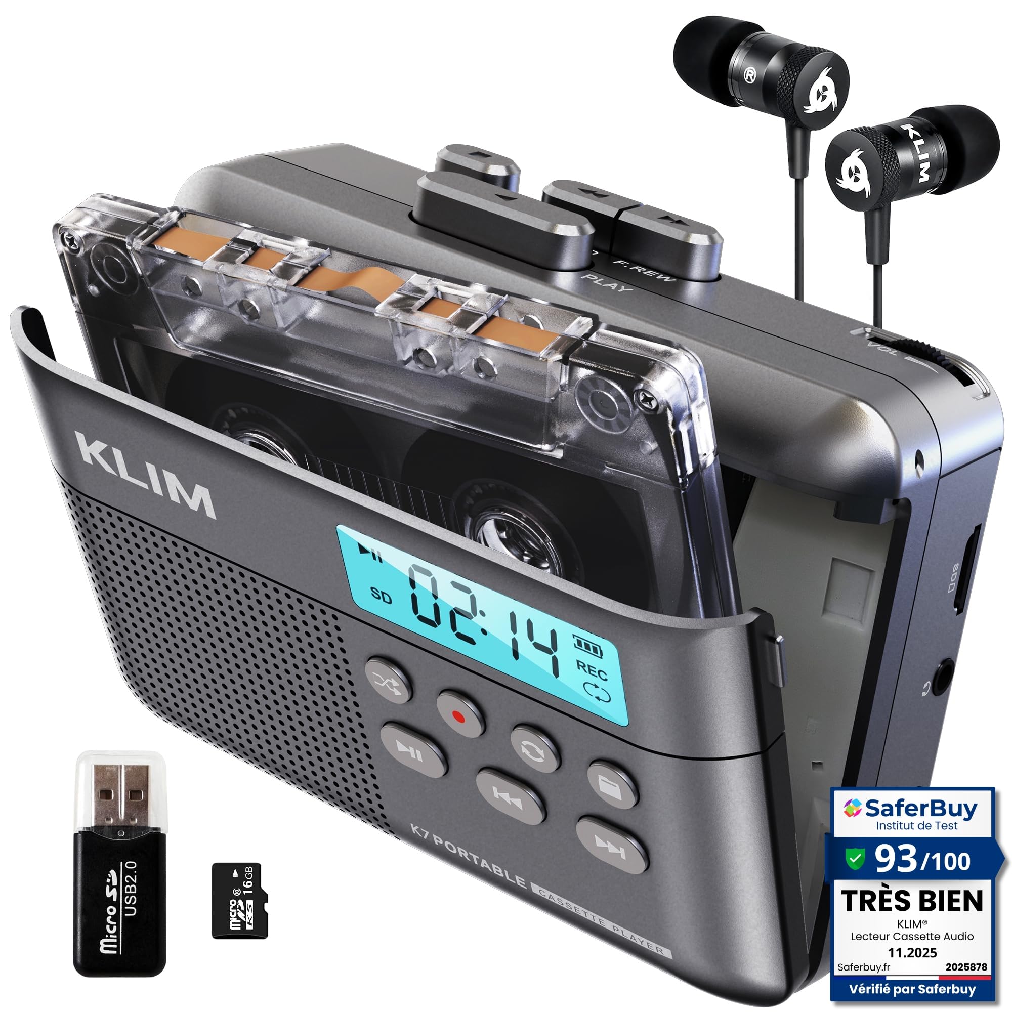 KLIM K7 Cassette to MP3 Player (Ash)