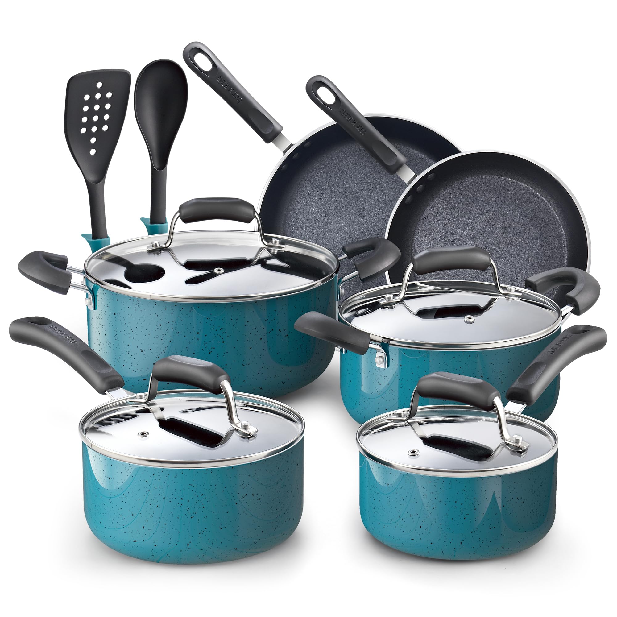 Cook N Home 12-Piece Nonstick Pots and Pans Set (Turquoise)