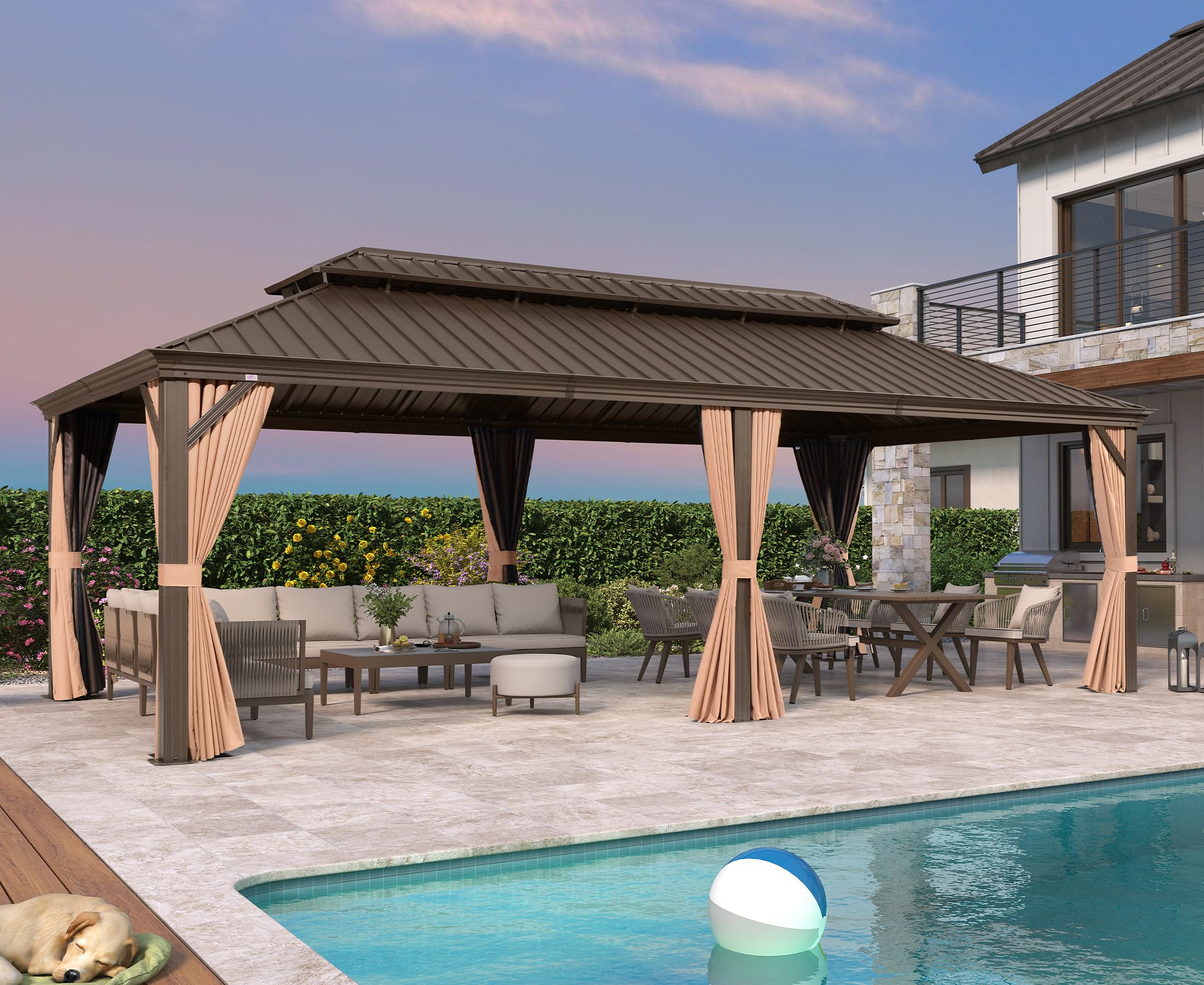 Purple Leaf 12x24 Hardtop Gazebo