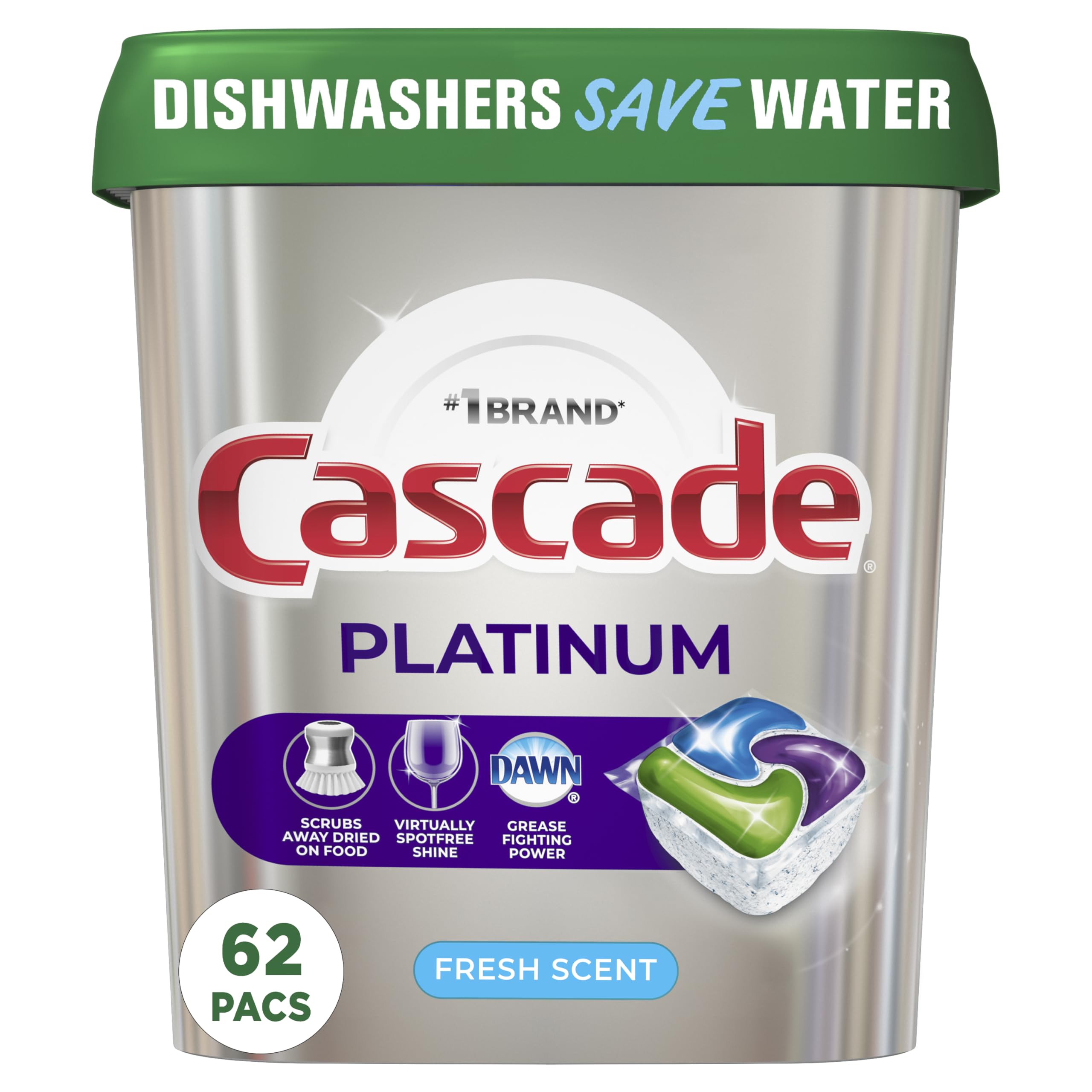 Cascade Platinum ActionPacs, Fresh — 62 Count