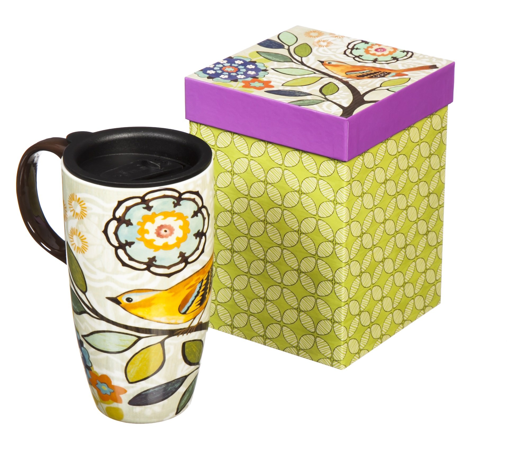 Cypress Home Bird & Flower 17 oz Travel Mug
