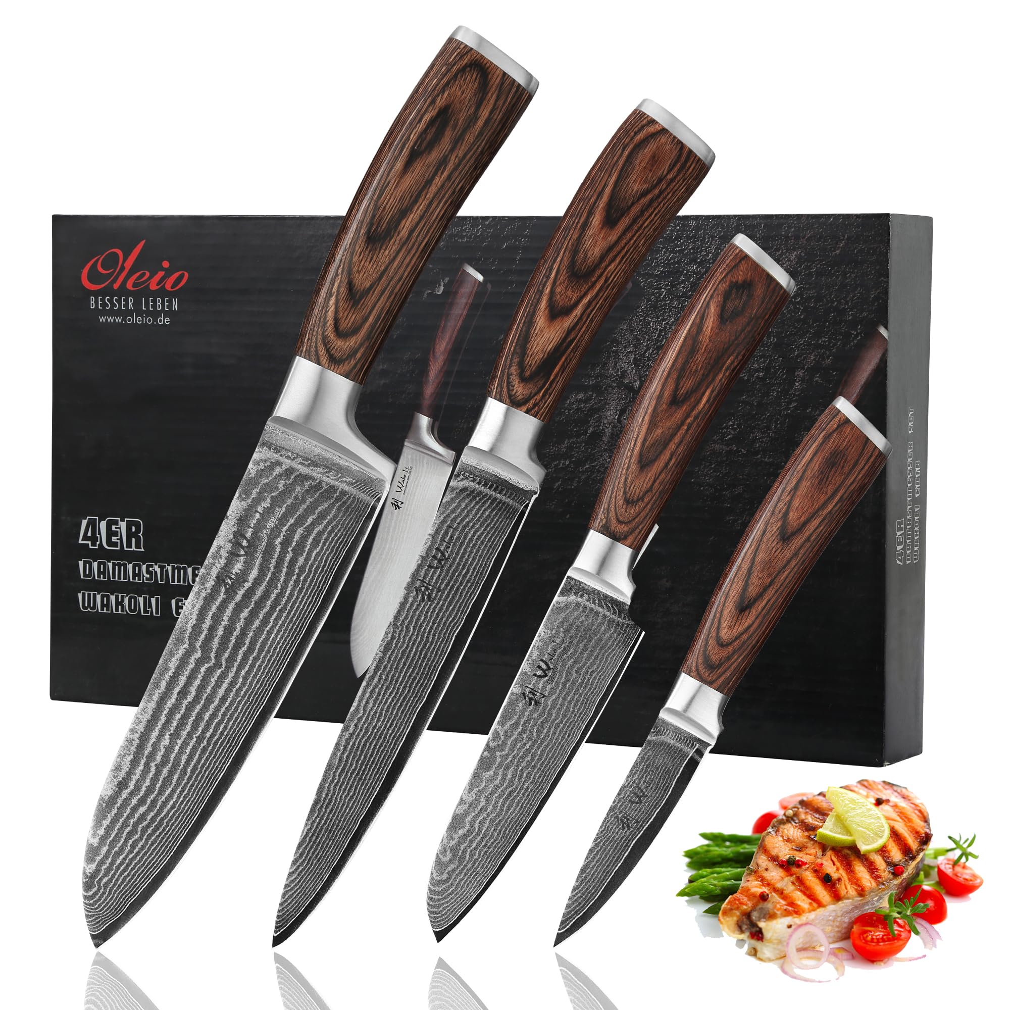 Wakoli EDIB 4-Piece Damascus Knife Set