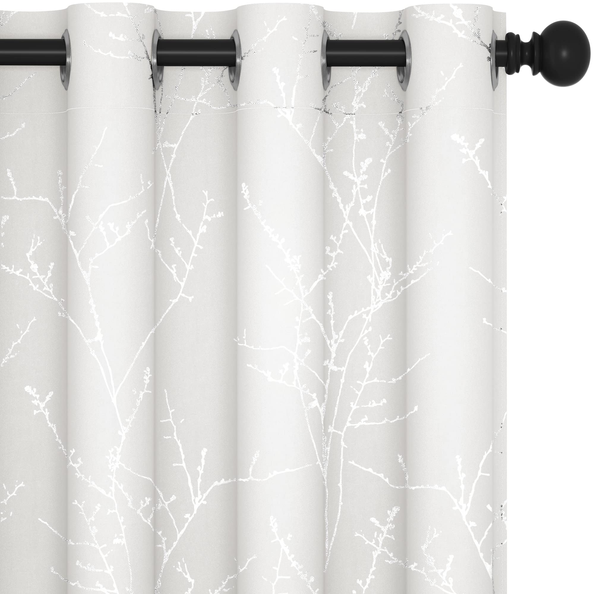 Deconovo Silver Tree Blackout Curtains, 52 x 84 (2 Panels)