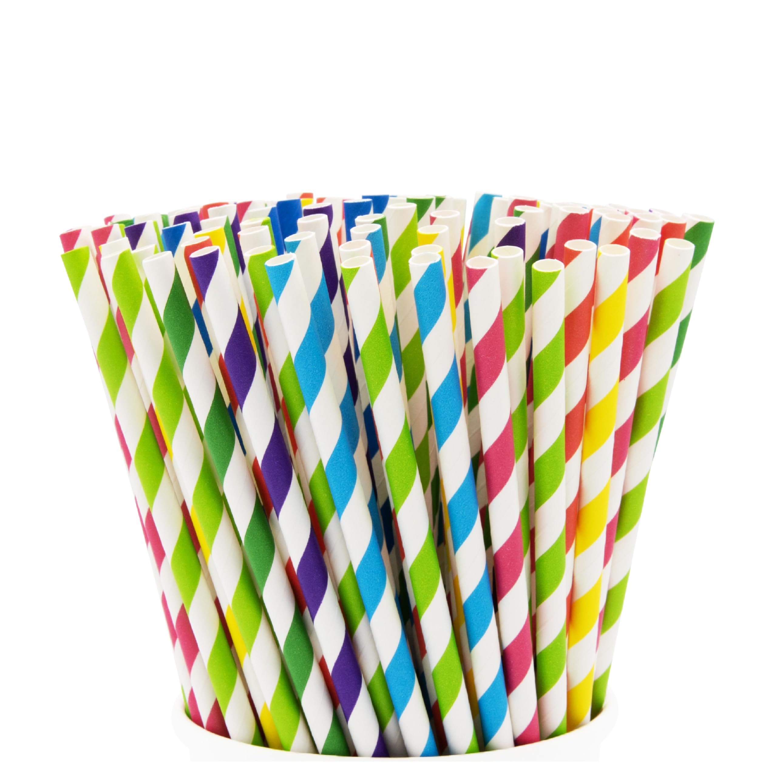 GUSTO Striped Paper Drinking Straws (200 Pack)