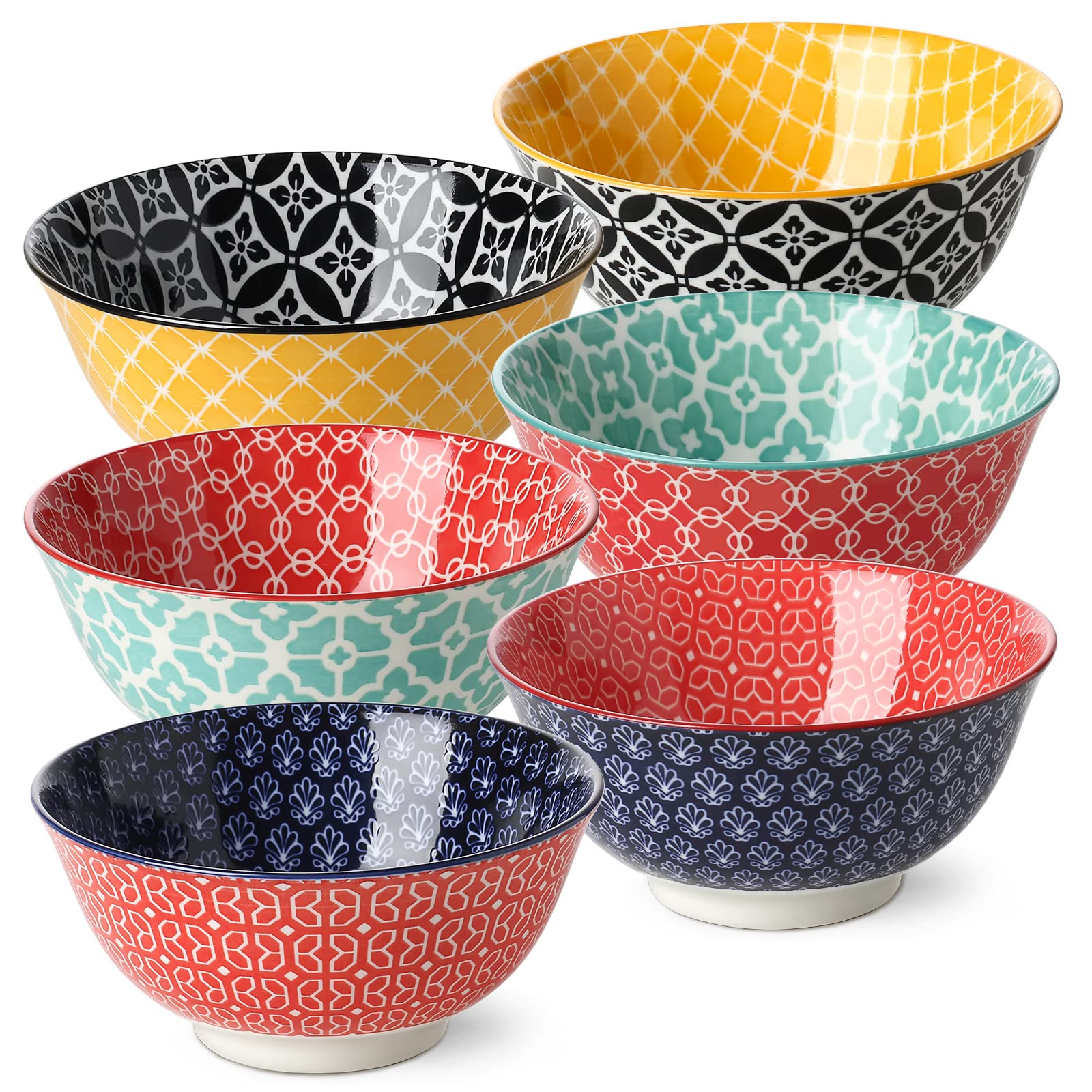 DOWAN 23 oz Colorful Porcelain Soup Bowls (Set of 6)