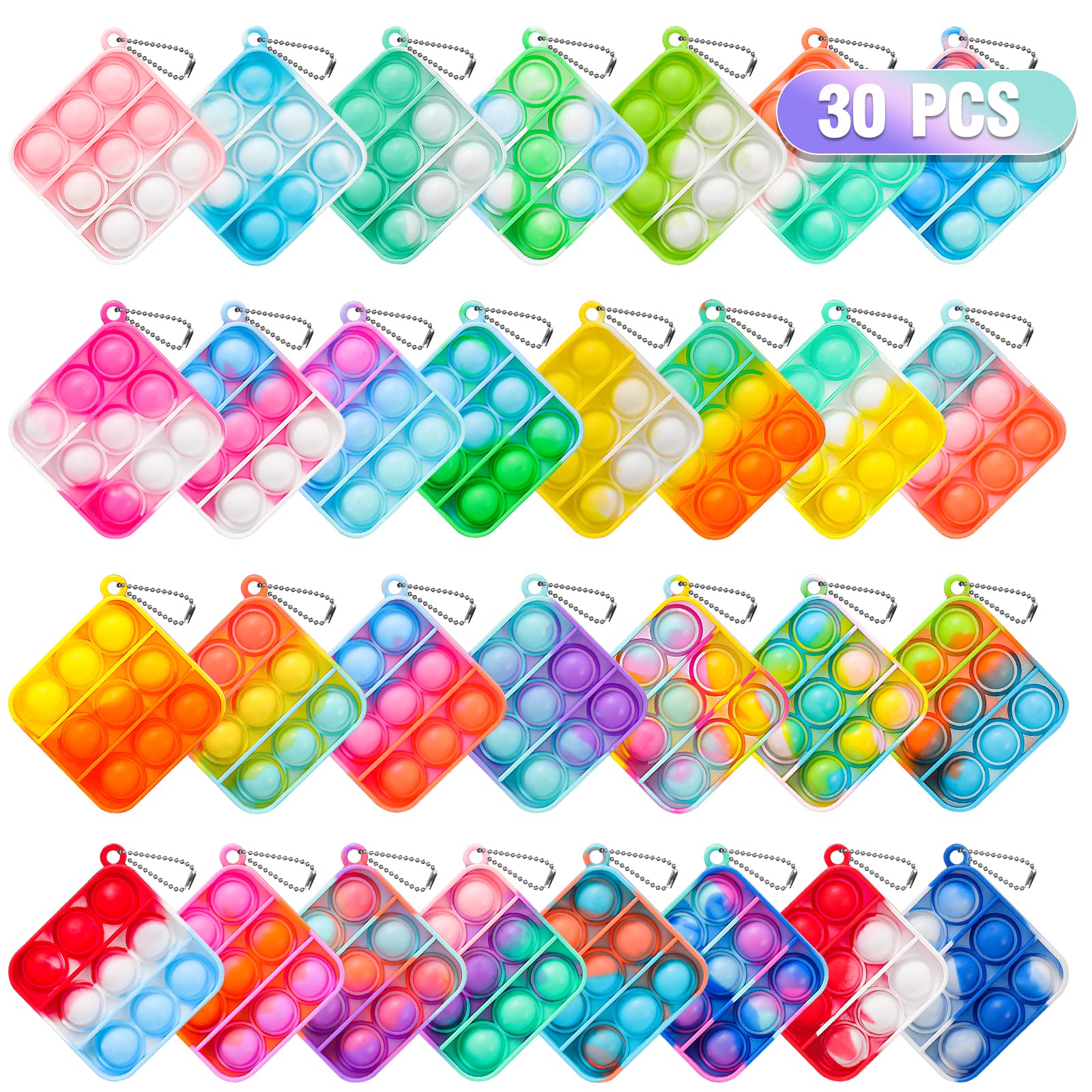 Square Mini Pop Keychains (30 Pack)