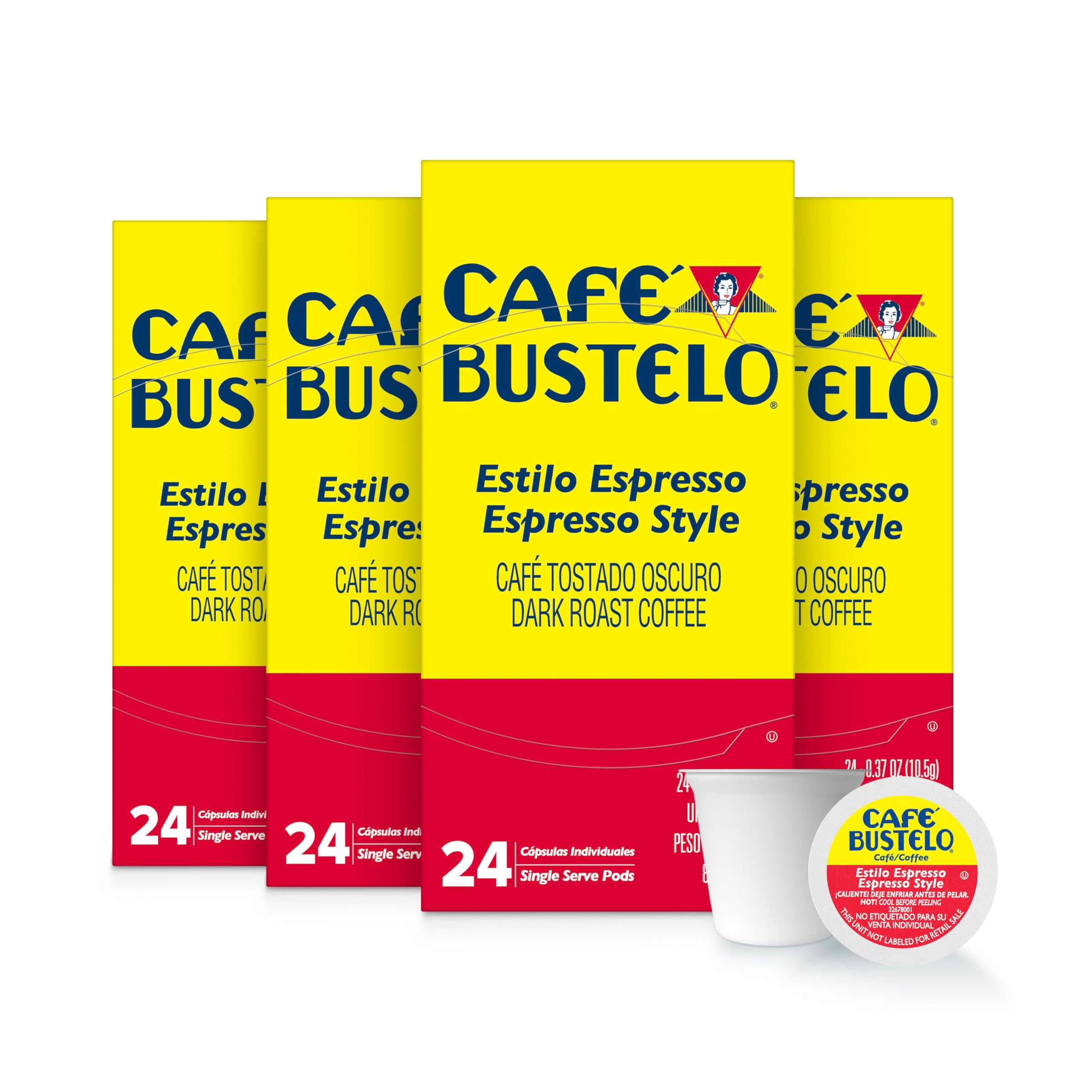 Café Bustelo Espresso Style Dark Roast, Single Serve Coffee Pods, 24 Count