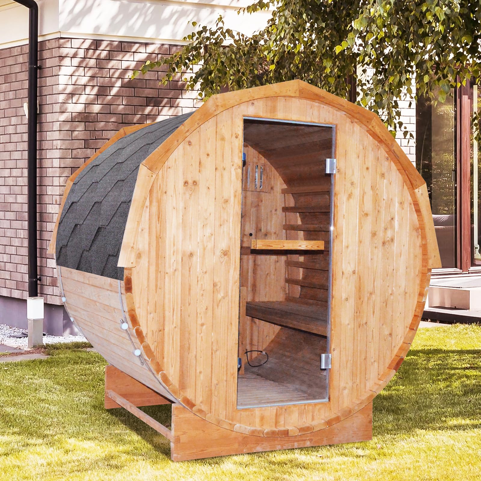 OUTEXER Outdoor Wooden Barrel Sauna