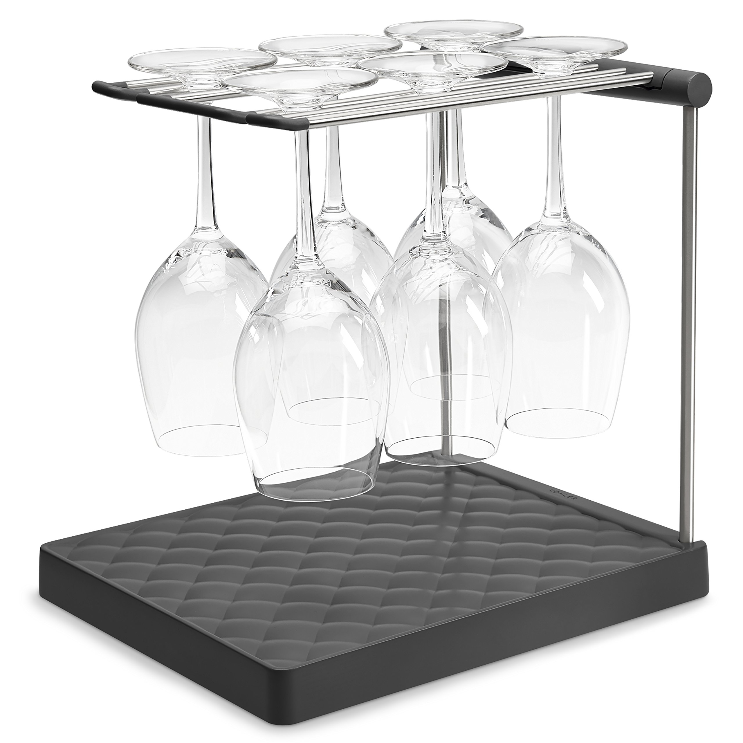 Kohler Foldable Wine Glass Drying Rack (Charcoal)
